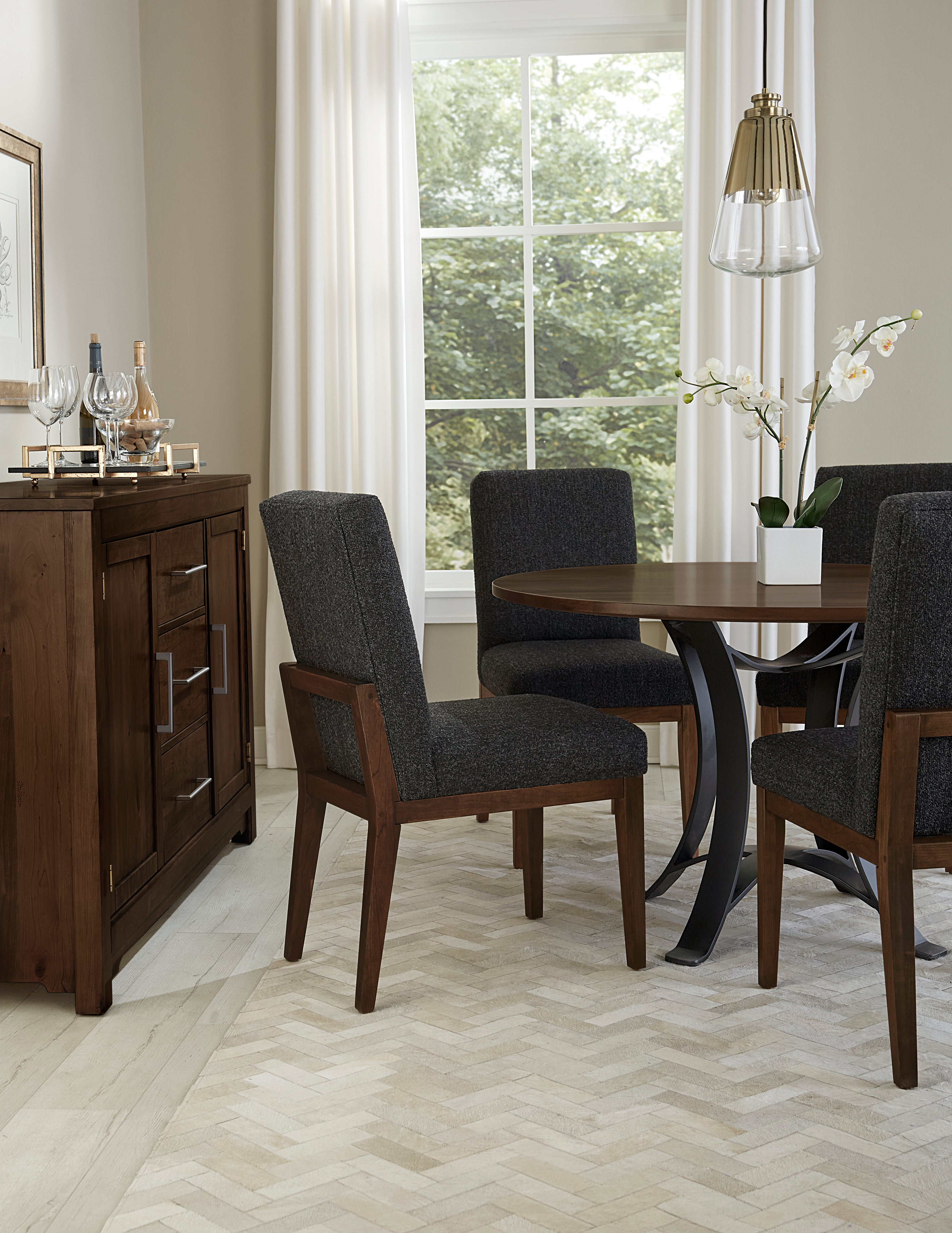 Artisan & Post Crafted Cherry 60 Inch Round Table  W/ Metal Base