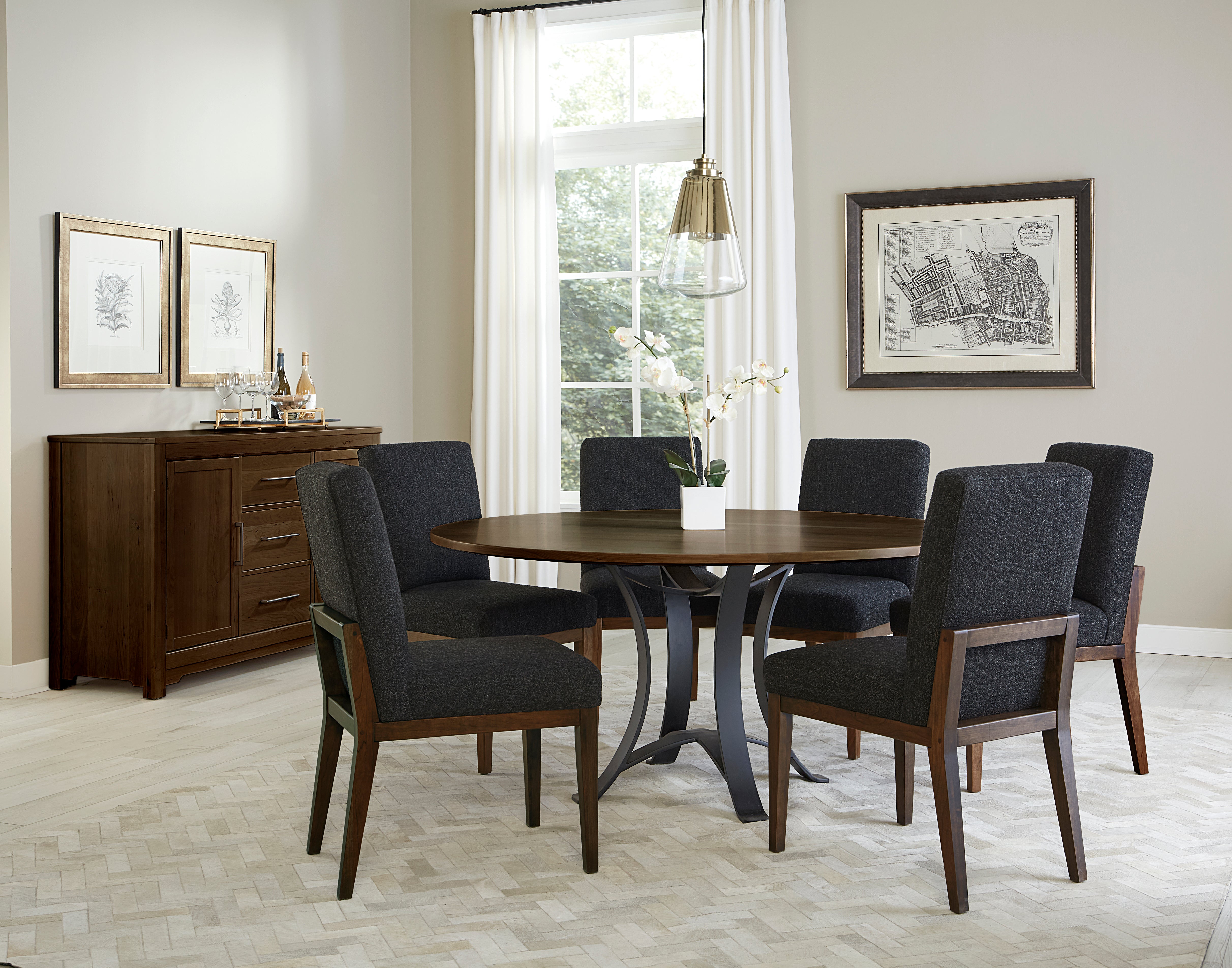 Artisan & Post Crafted Cherry 60 Inch Round Table  W/ Metal Base
