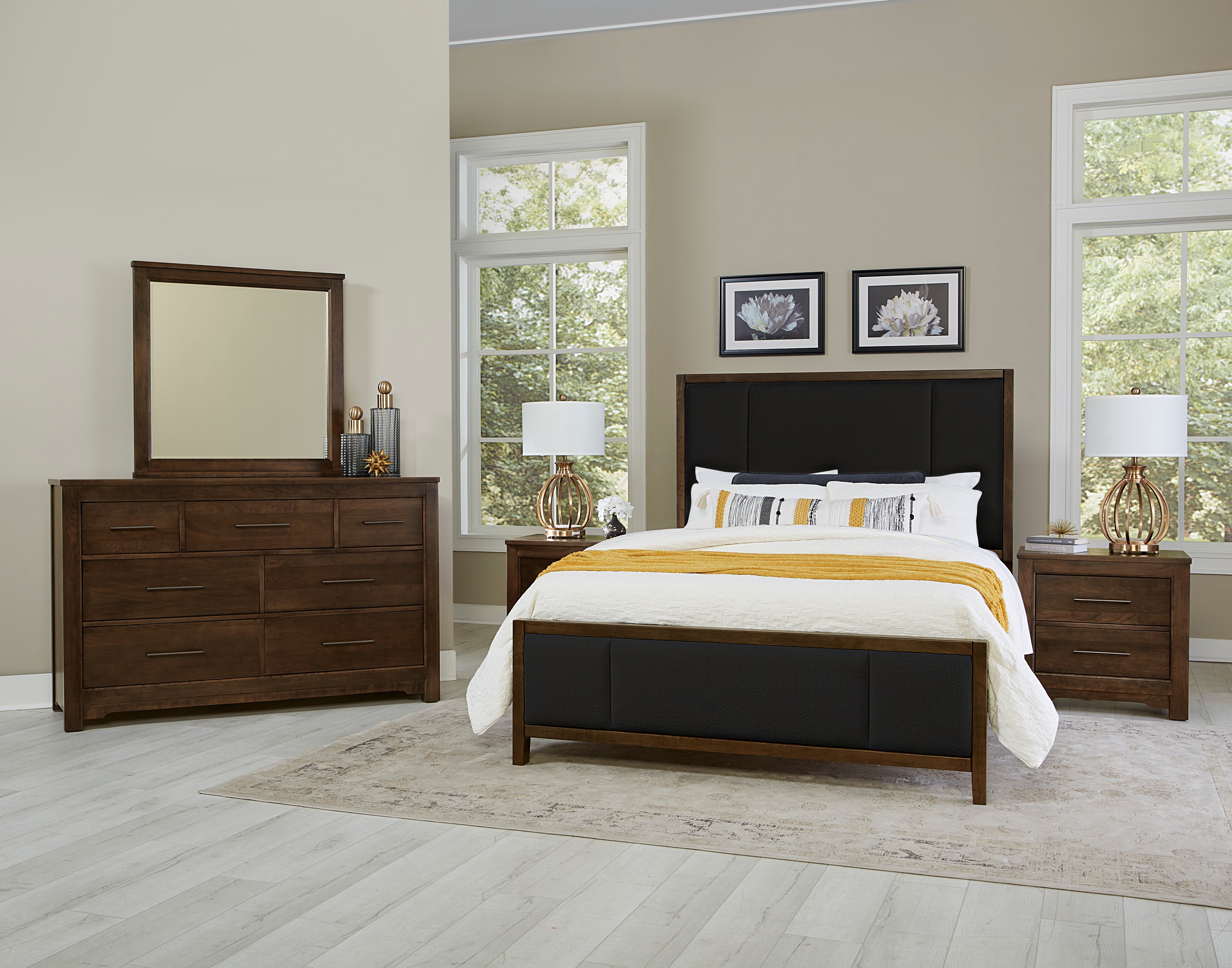 Artisan & Post Crafted Cherry Upholstered Bed (Black Fabric)
