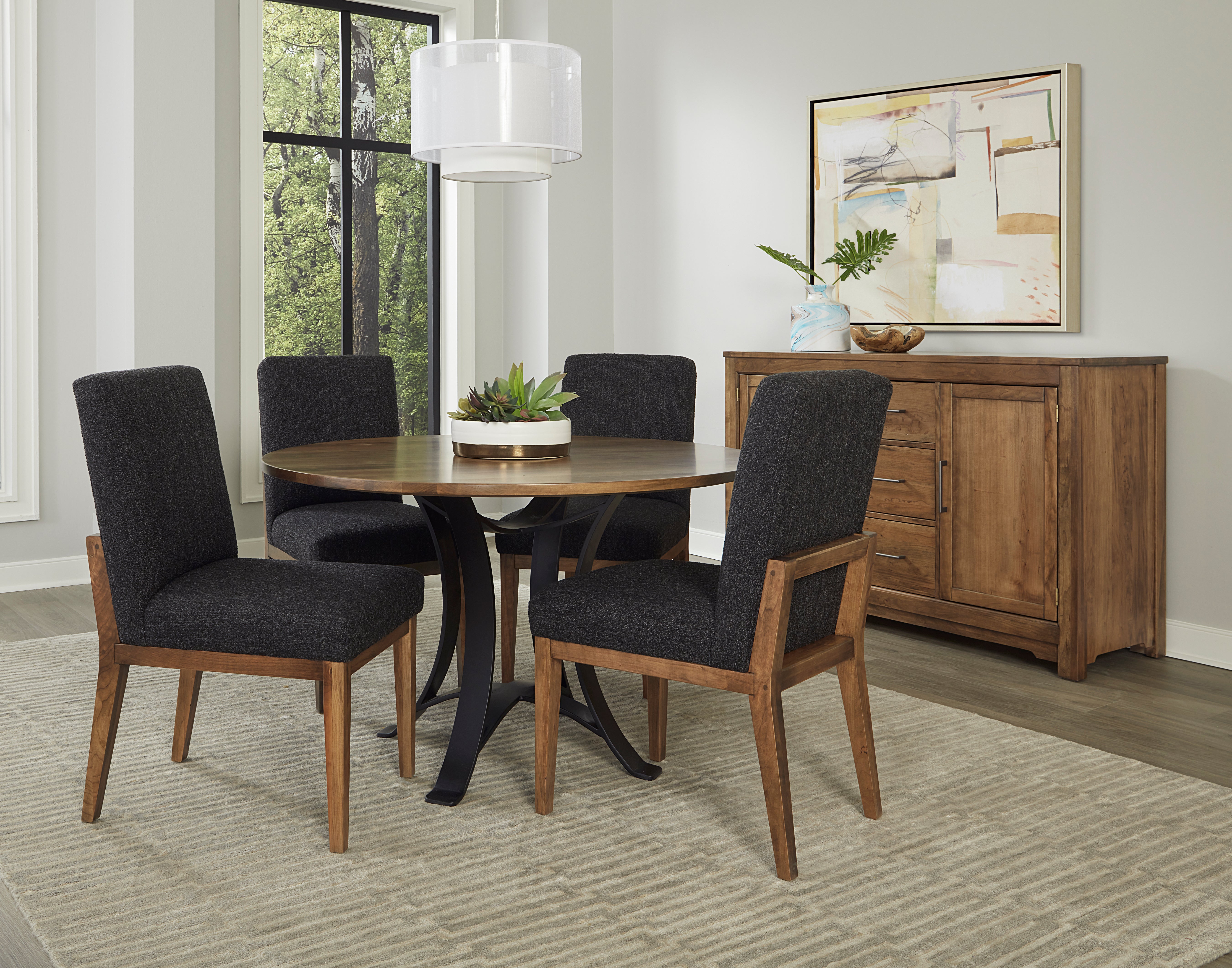 Artisan & Post Crafted Cherry 48 Inch Round Table  W/ Metal Base