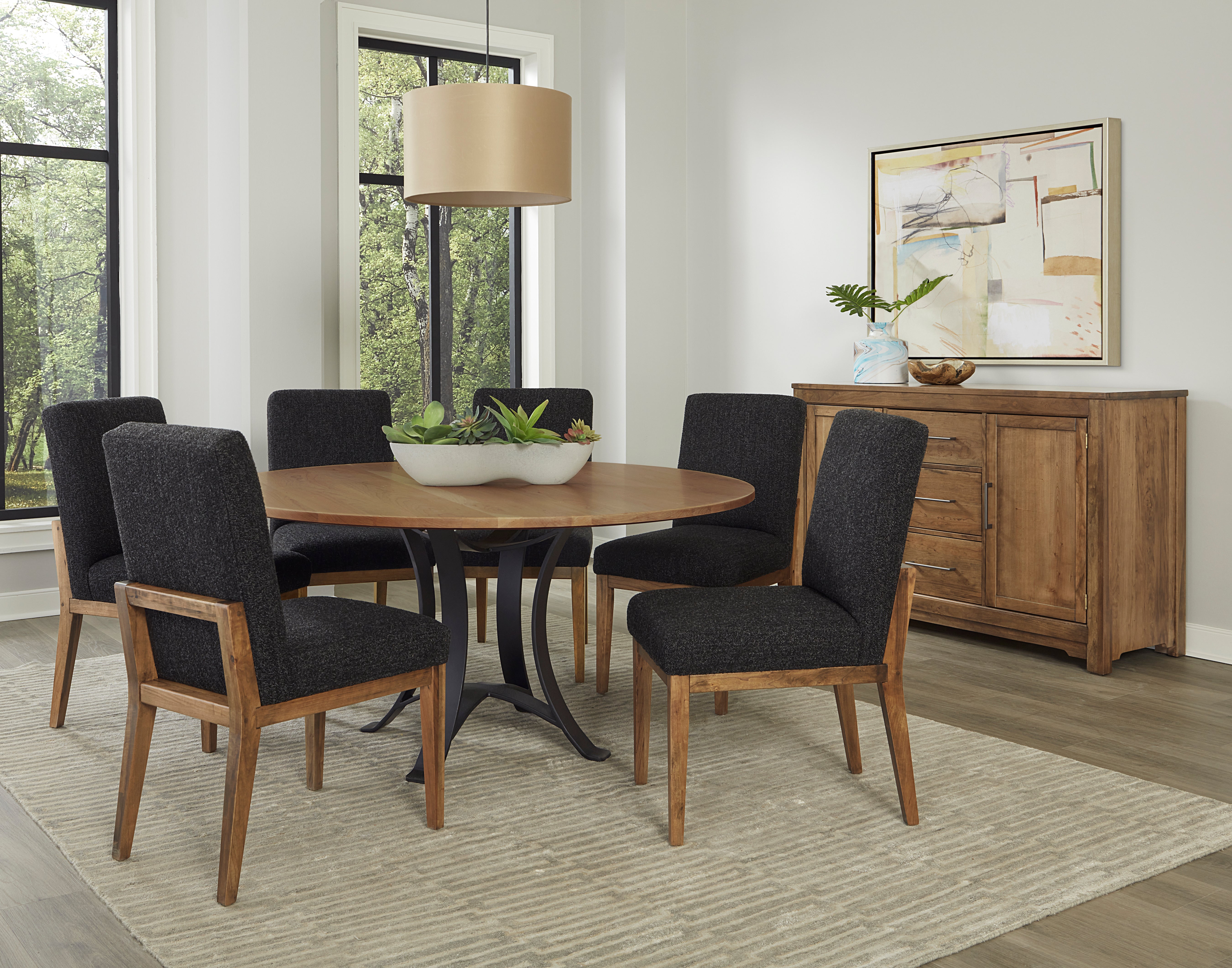 Artisan & Post Crafted Cherry 60 Inch Round Table  W/ Metal Base