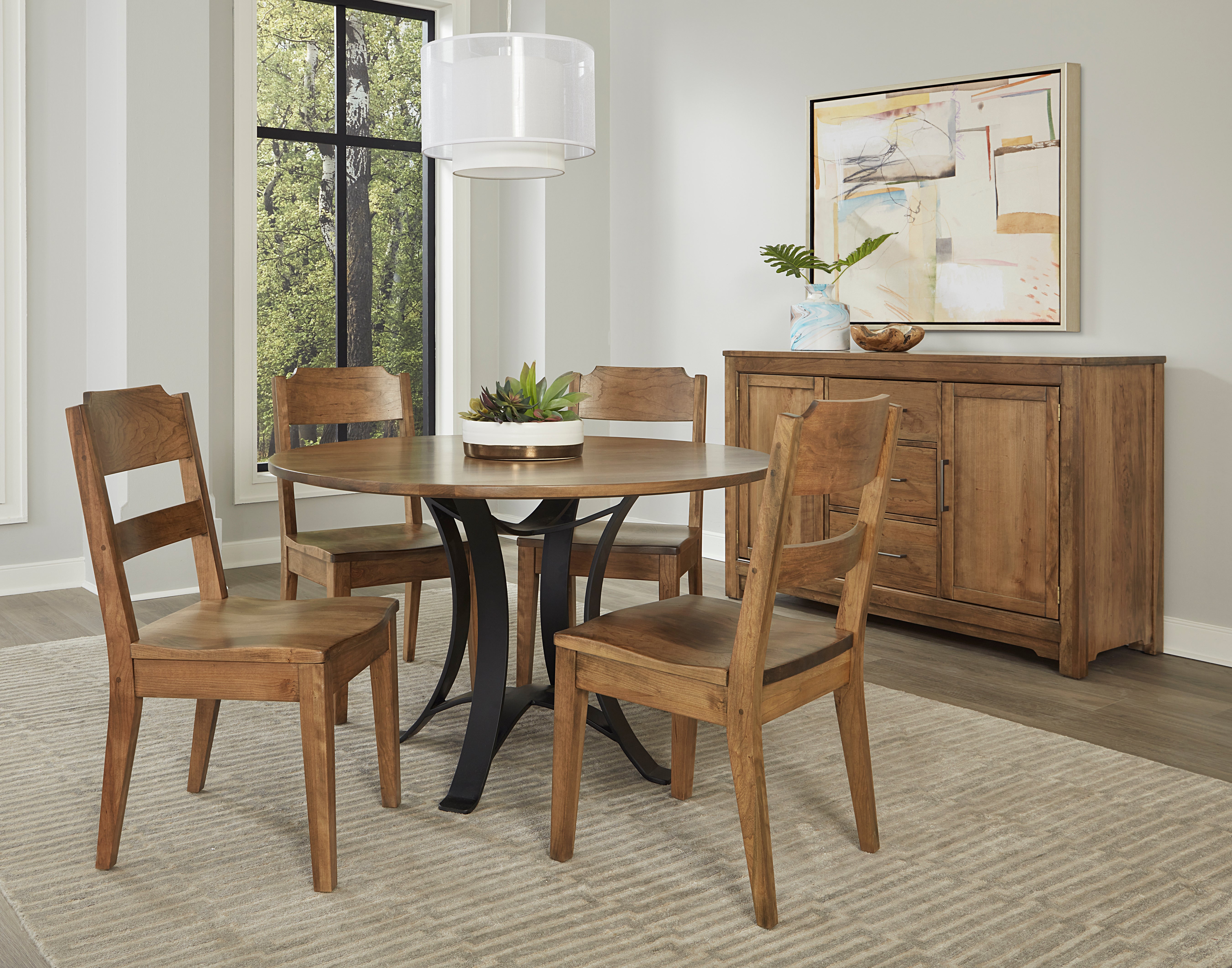 Artisan & Post Crafted Cherry 48 Inch Round Table  W/ Metal Base