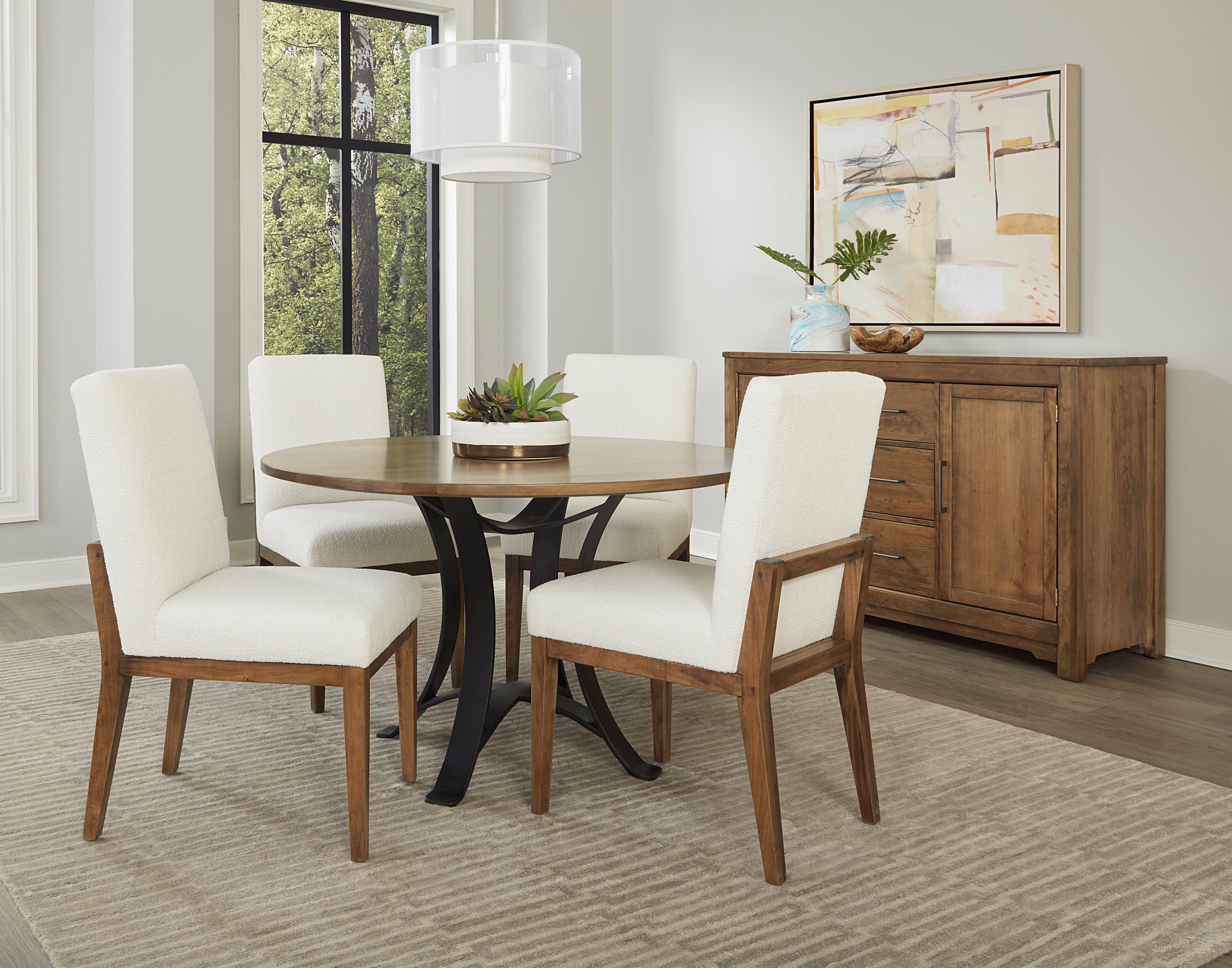 Artisan & Post Crafted Cherry 48 Inch Round Table  W/ Metal Base