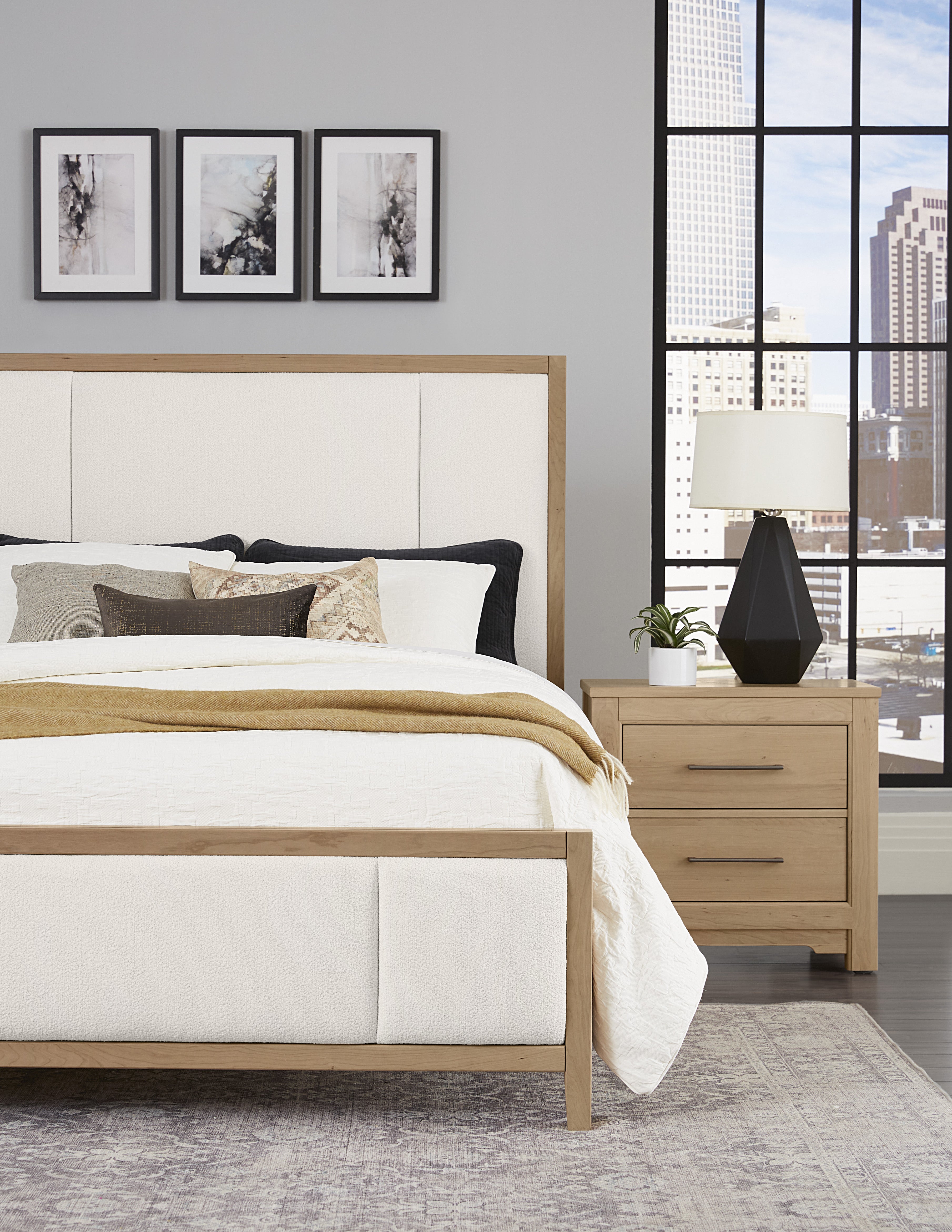 Artisan & Post Crafted Cherry Upholstered Bed (White Fabric)