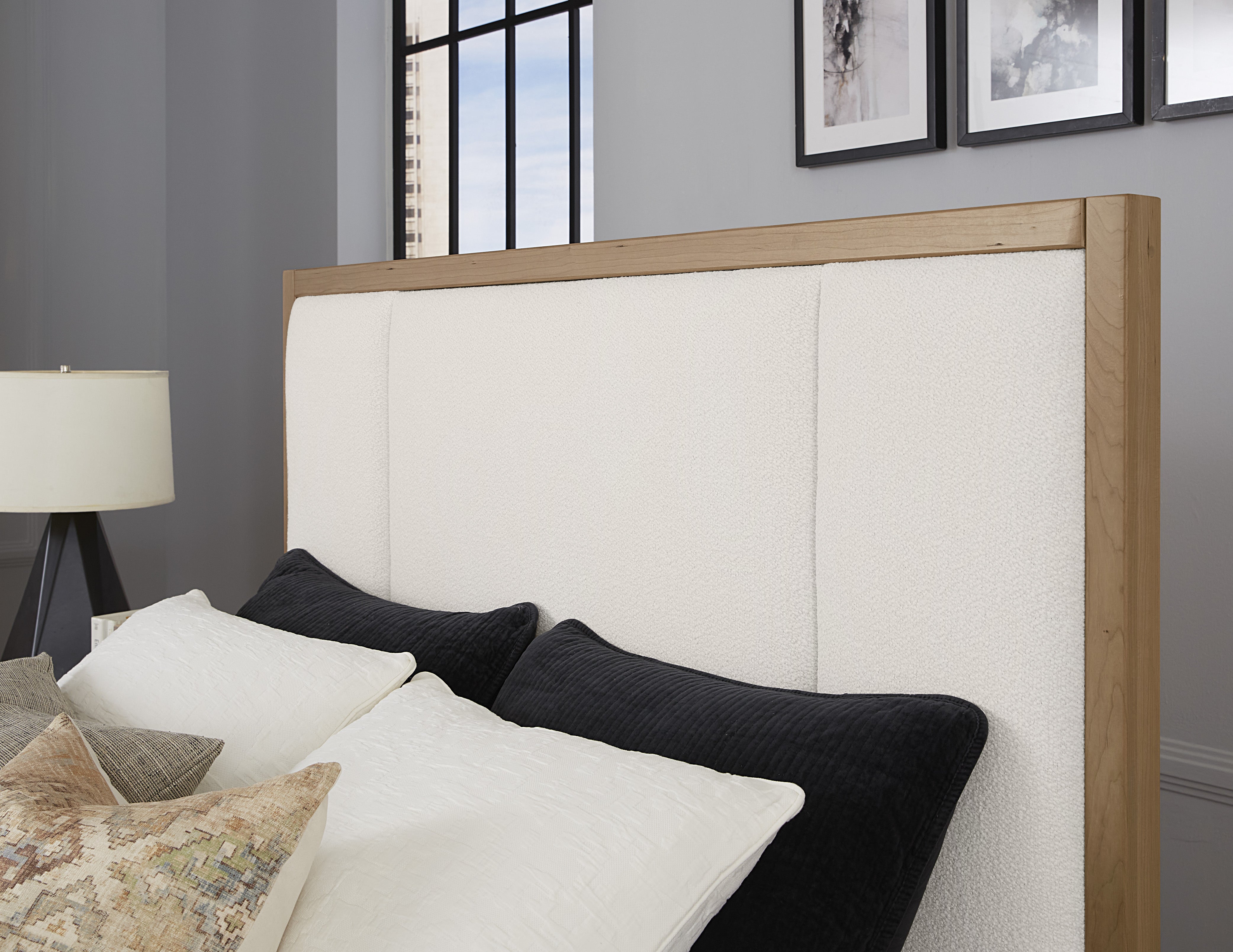 Artisan & Post Crafted Cherry Upholstered Bed (White Fabric)