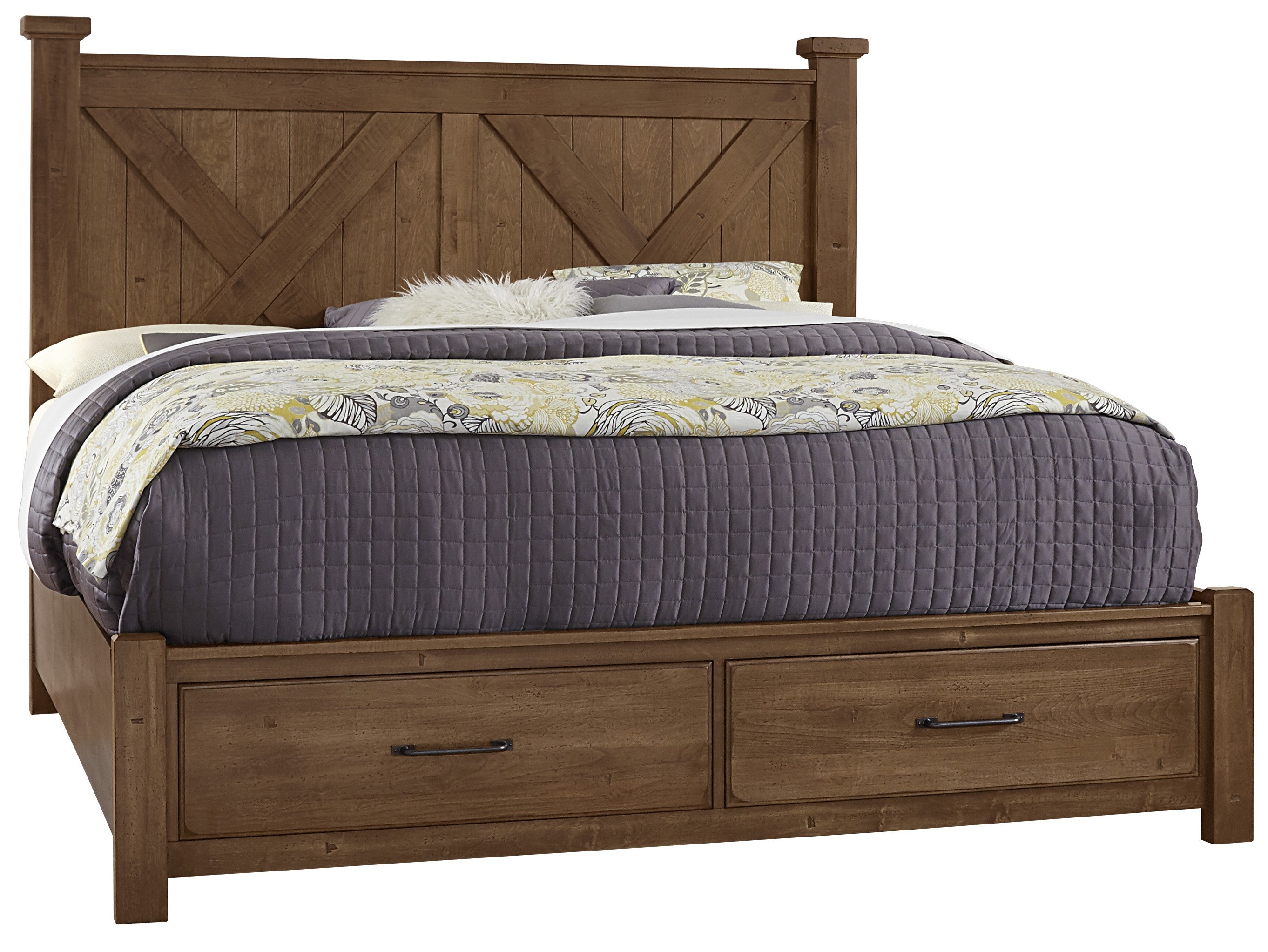 cool-rustic-cal-king-x-bed-with-footboard-storage-in-amber
