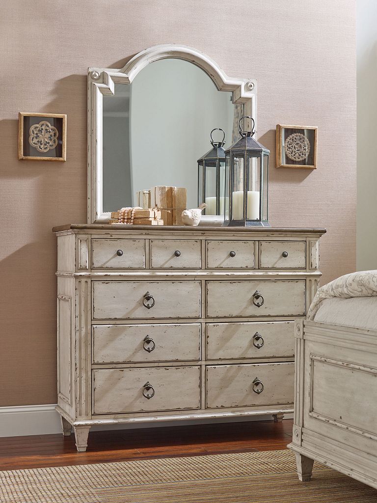 American Drew Southbury Bureau Mirror in Parchment