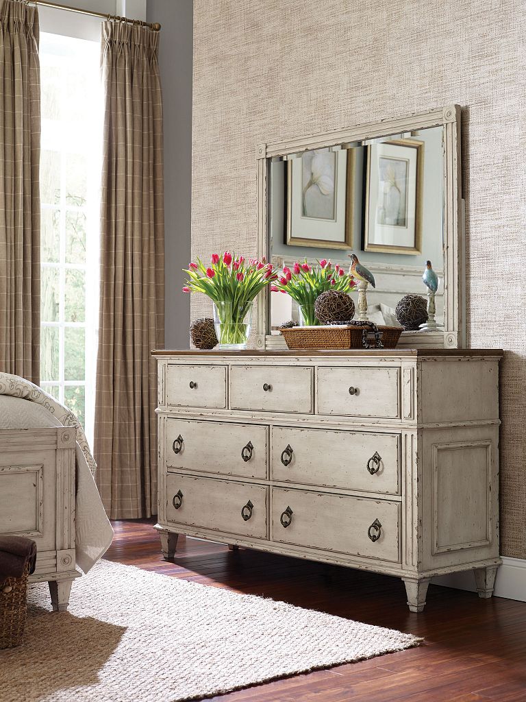 American Drew Southbury Landscape Mirror in Parchment