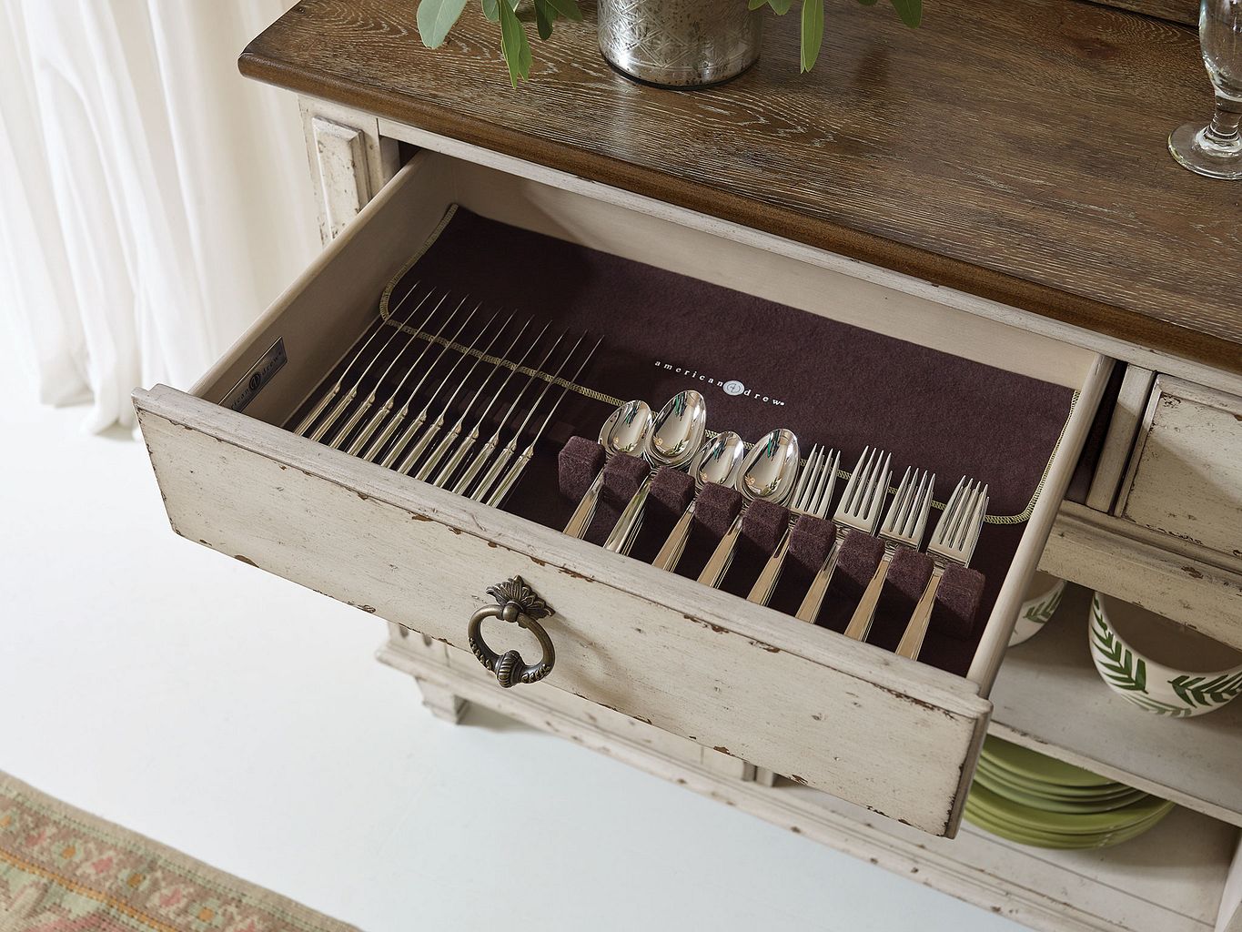 American Drew Southbury Server in Fossil/Parchment