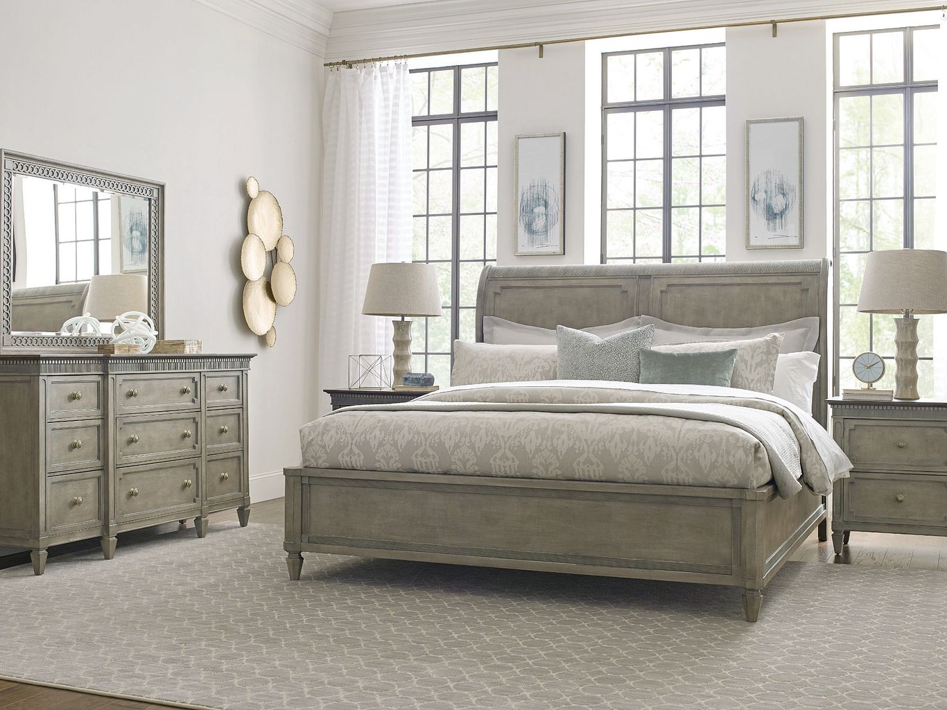 American Drew Savona Anna Sleigh Bed in Versaille