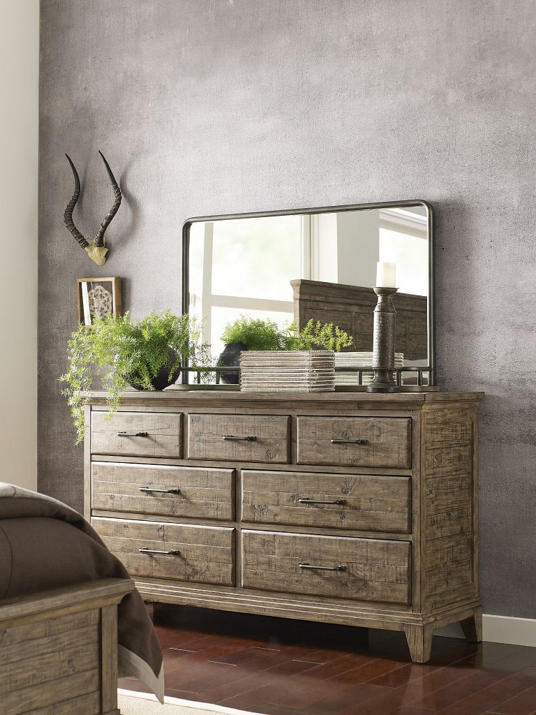 Kincaid Furniture Plank Road Westwood Landscape Mirror in Sandstone