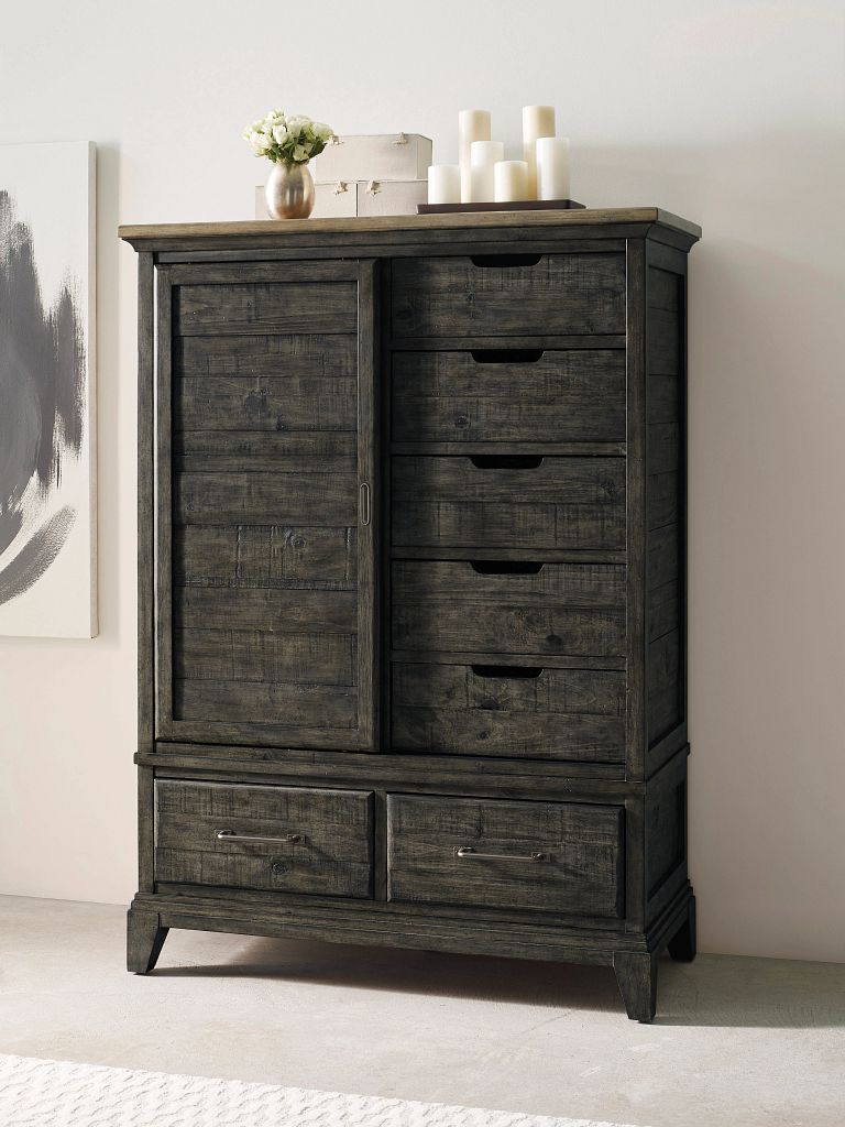 Kincaid Furniture Plank Road Wheeler Door Chest in Charcoal