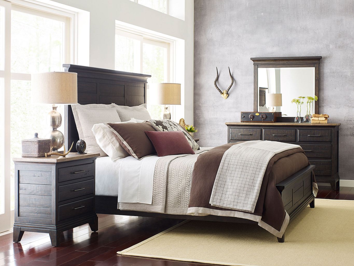 Kincaid Furniture Plank Road Jessup Panel Bed in Charcoal
