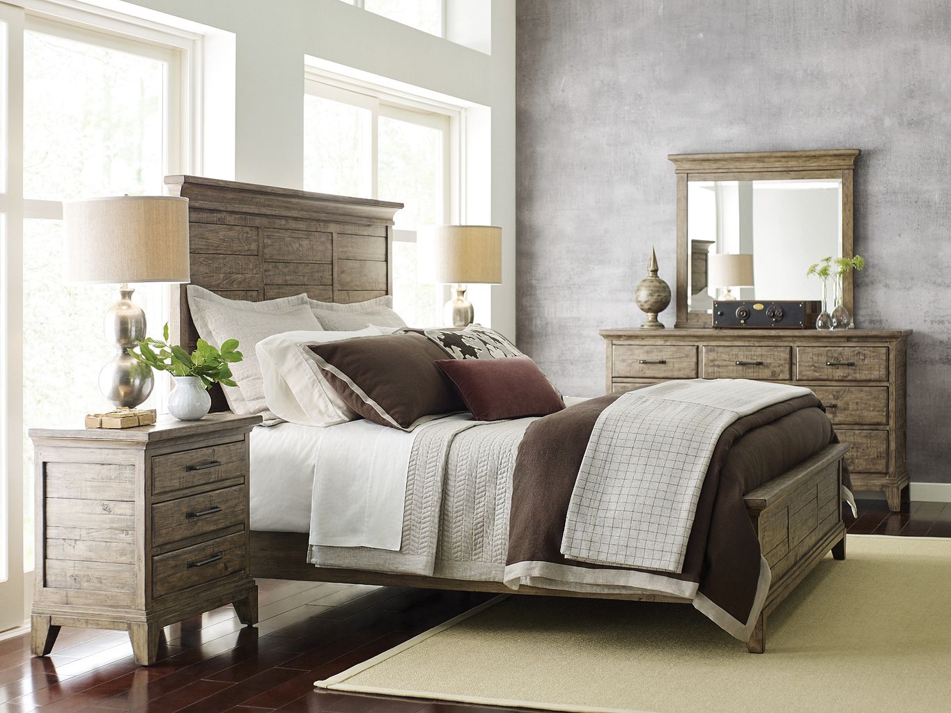 Kincaid Furniture Plank Road Jessup Panel Bed in Sandstone