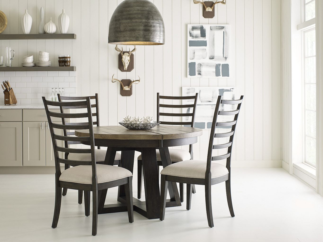 Kincaid Furniture Plank Road Button Dining Table in Charcoal