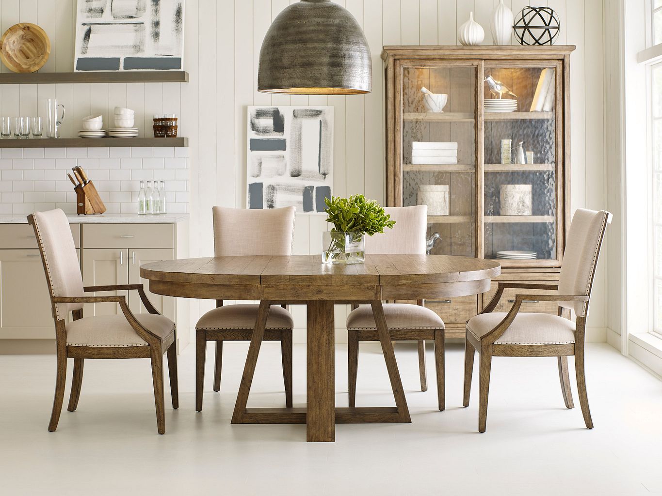 Kincaid Furniture Plank Road Howell Arm Chair in Sandstone