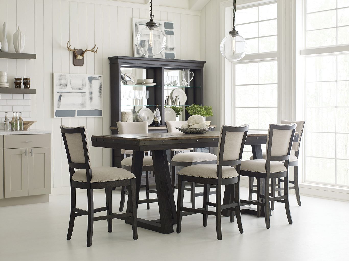 Kincaid Furniture Plank Road Kimler Counter Height Chair in Charcoal