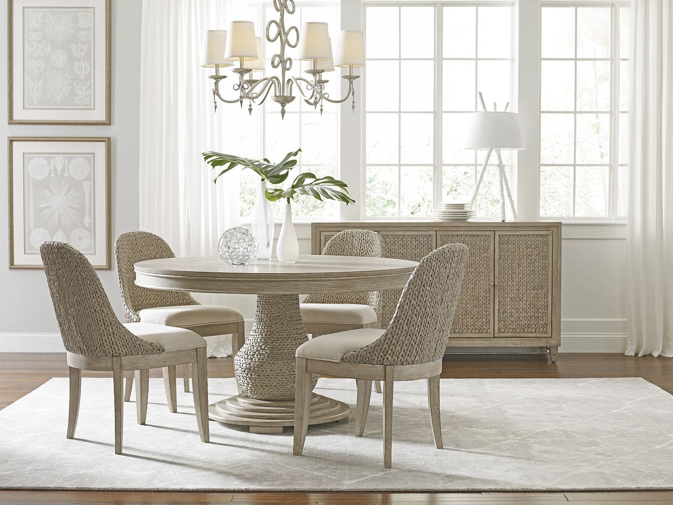 American Drew Vista Largo Round Dining Table in Oyster