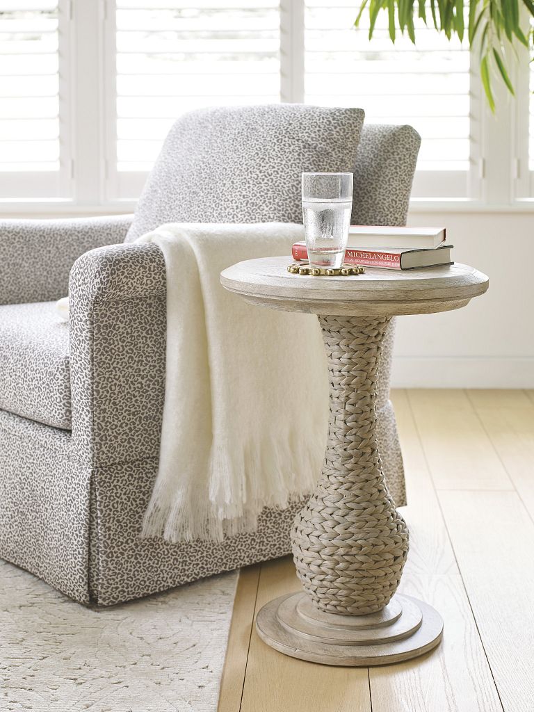 American Drew Vista Biscayne Round End Table in Oyster