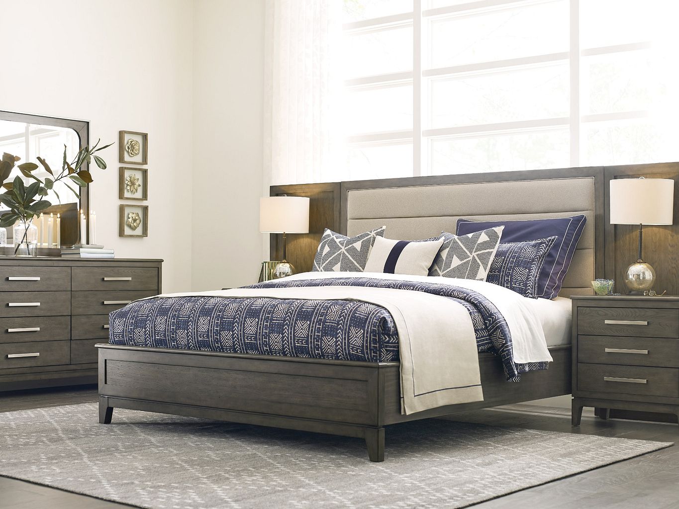 Kincaid Furniture Cascade Ross Upholstered Panel Bed in Sable