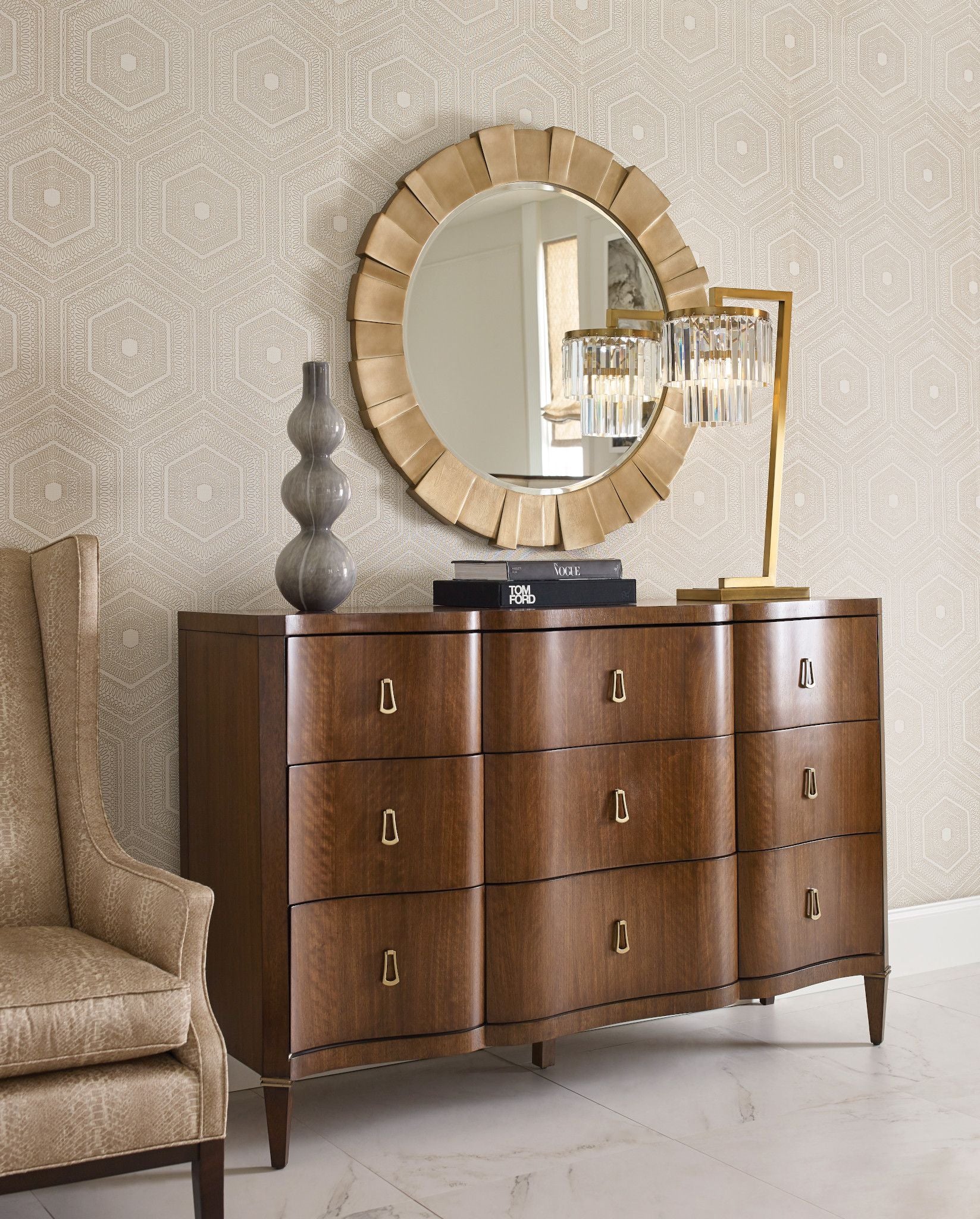 American Drew Vantage Richmond Drawer Dresser in Warm Brown