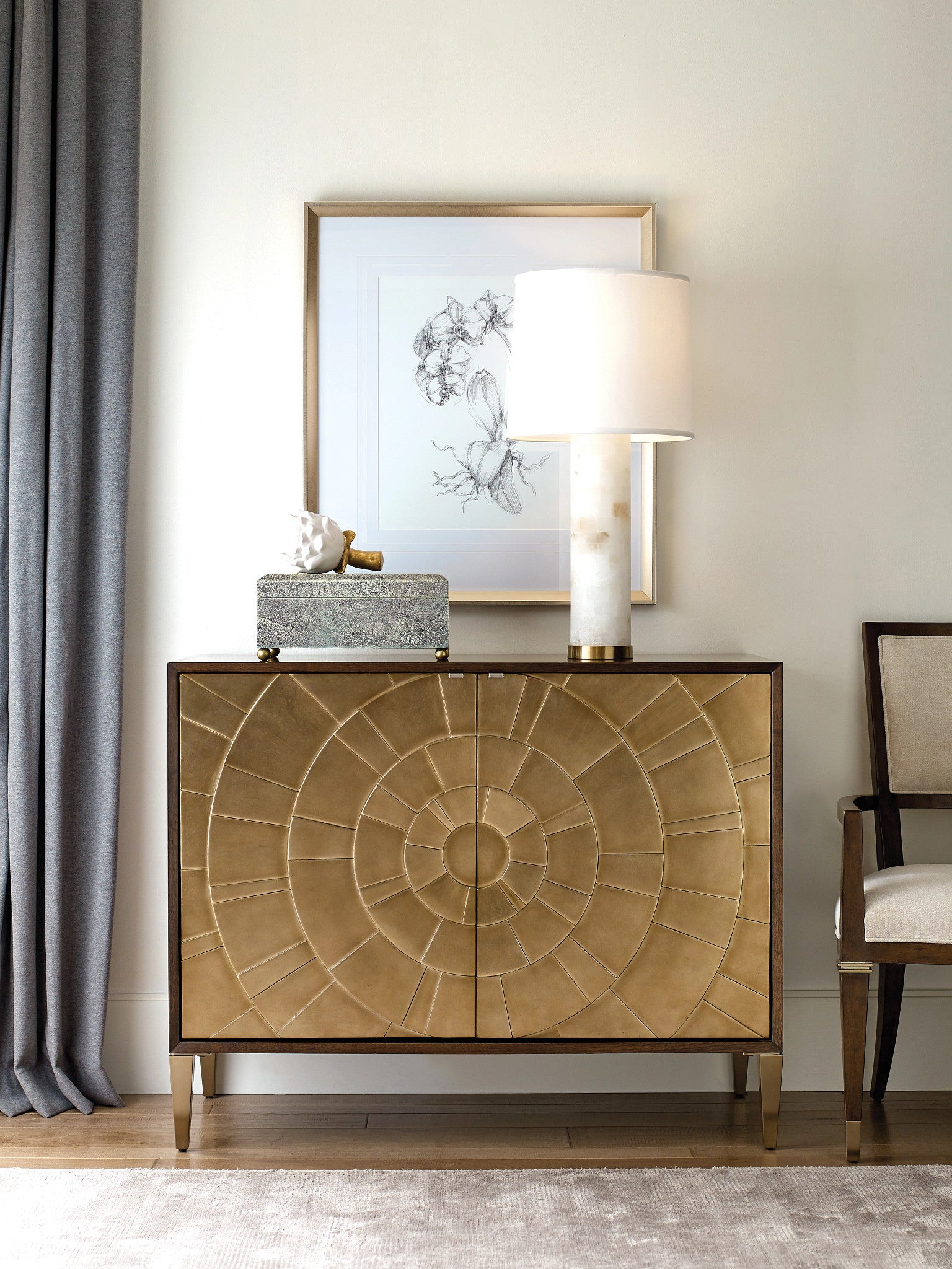 American Drew Vantage Norwalk Door Chest in Warm Brown