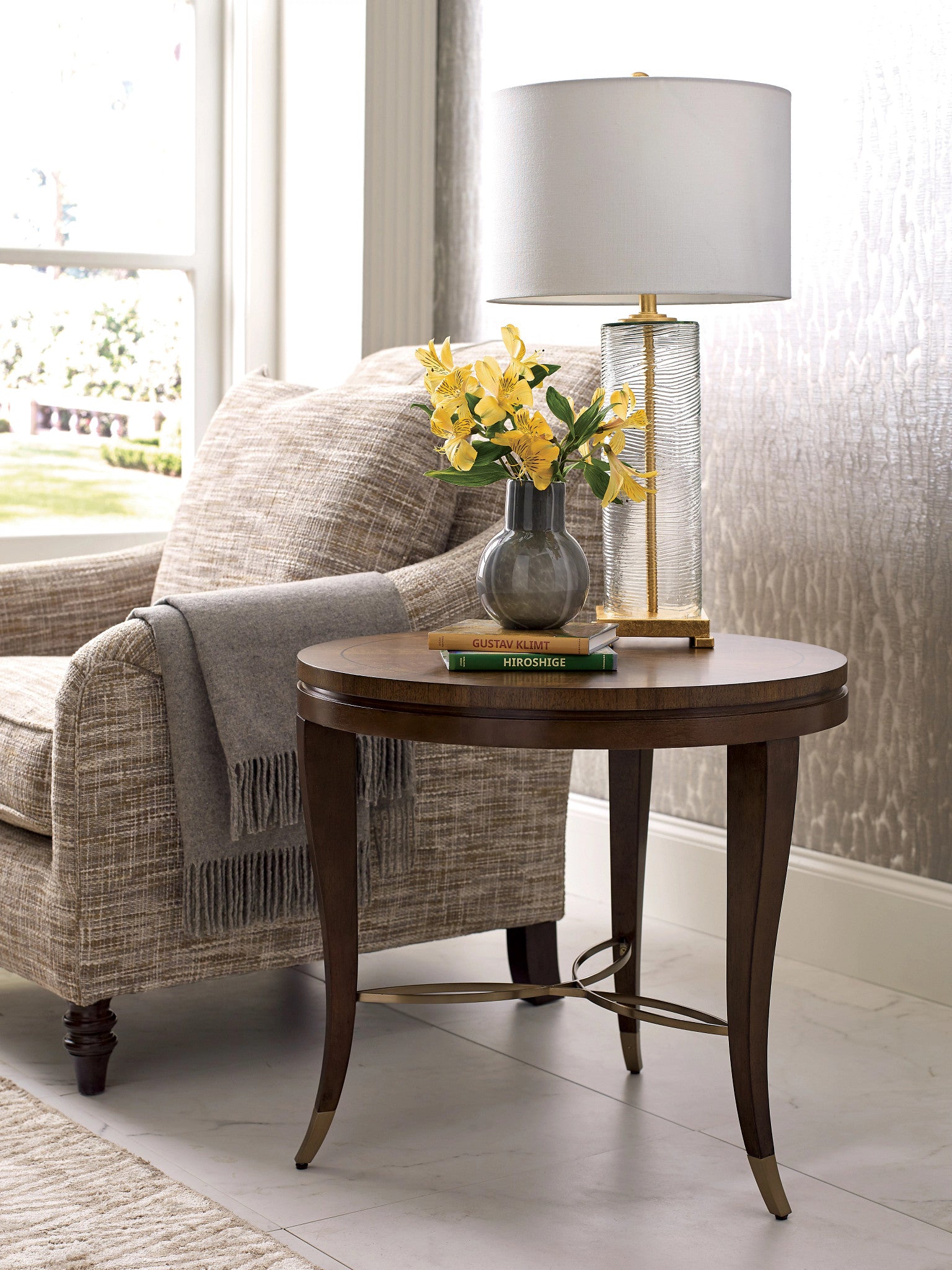 American Drew Vantage Vantage Lamp Table in Warm Brown