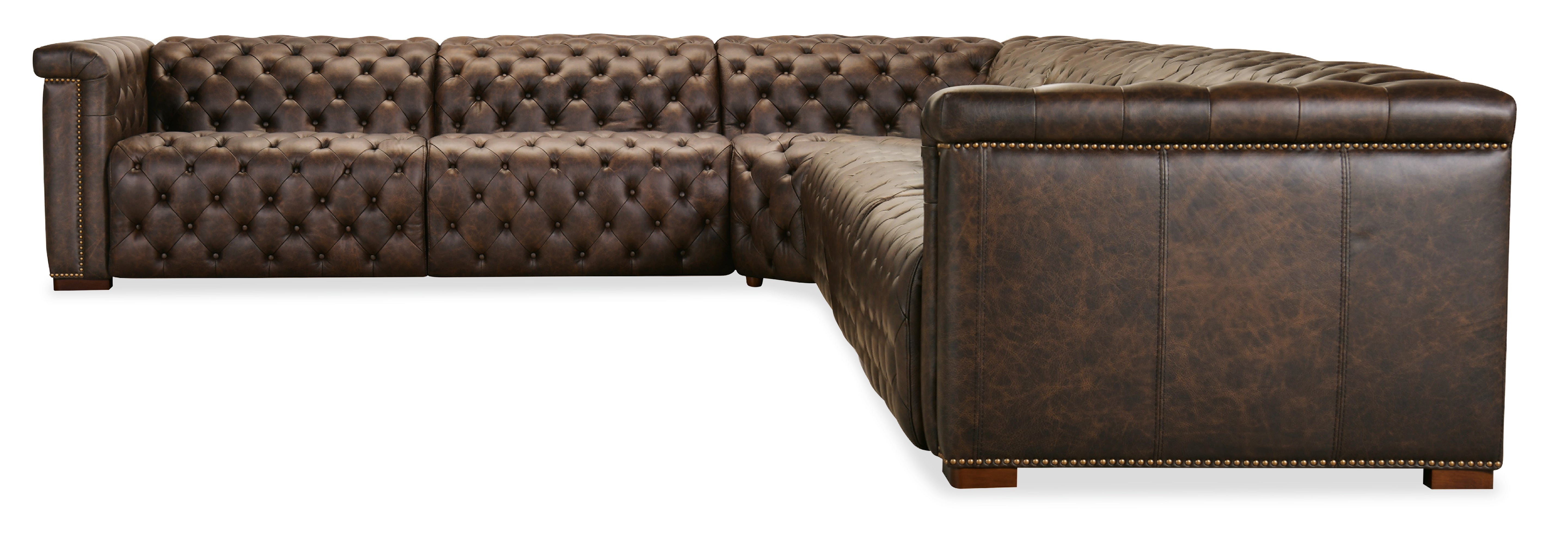 Hooker Furniture Savion Deux 6 Seat Sectional with Three Power Recliners and Seven Power Headrests in Brown