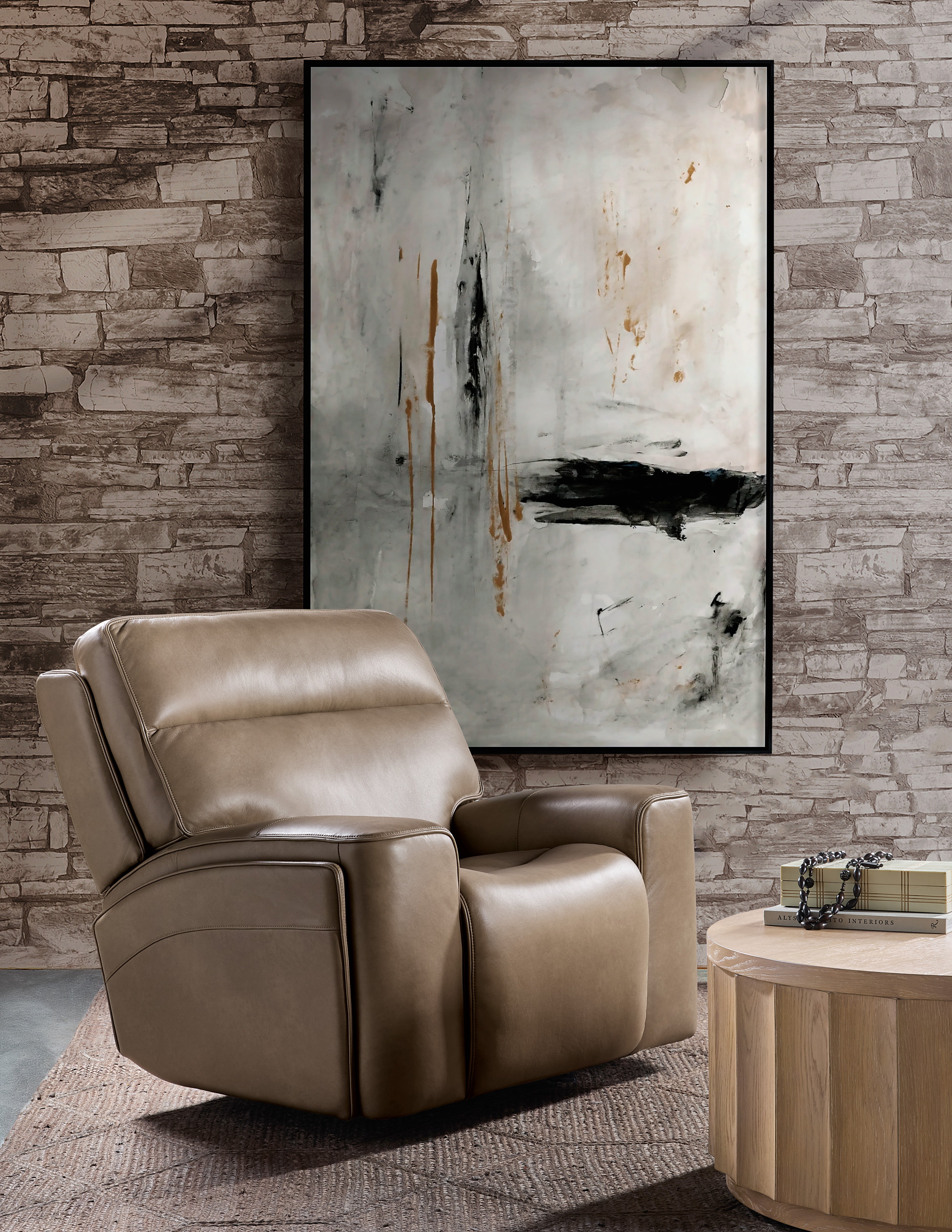 Hooker Furniture Riverton Power Gliding Recliner with Power Headrest and Lumbar in Brown