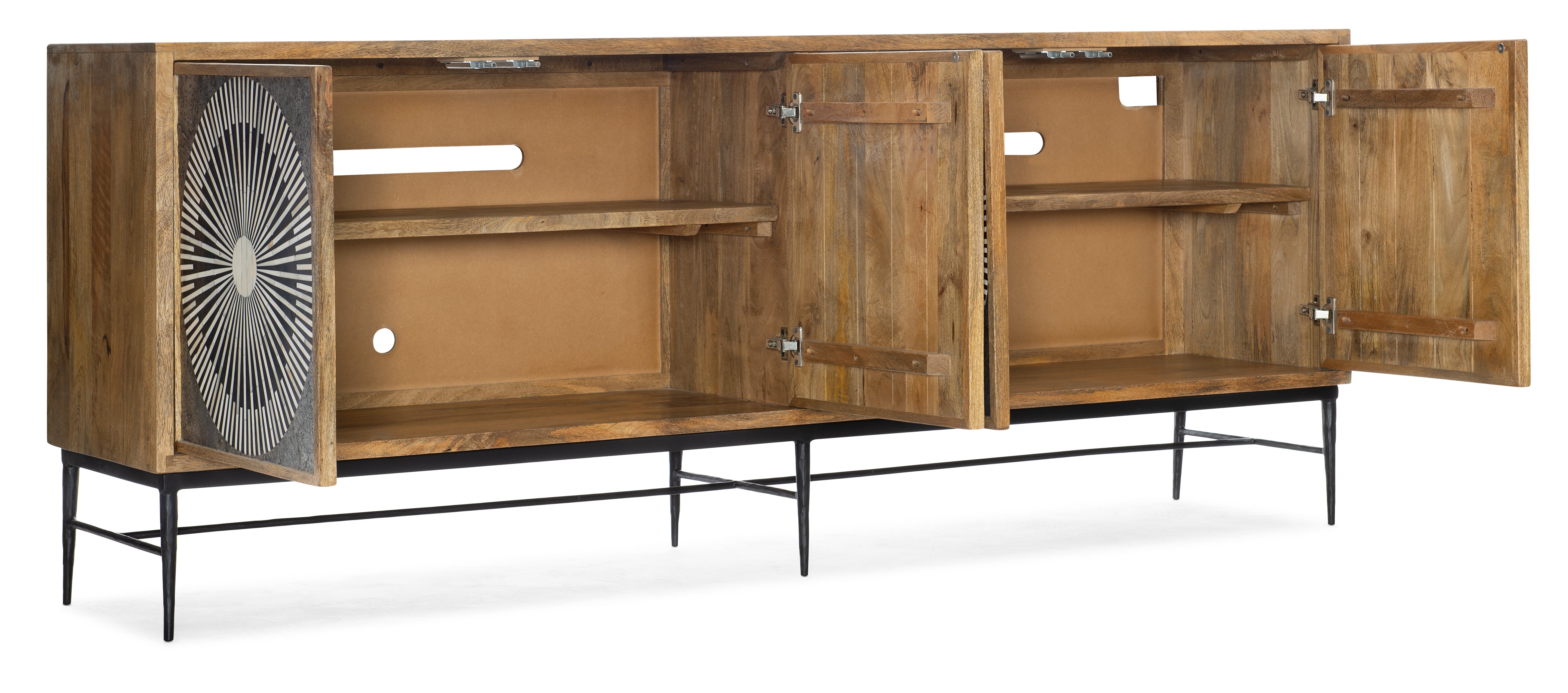 Hooker Furniture Commerce & Market Giovanni Entertainment Console in Medium Brown