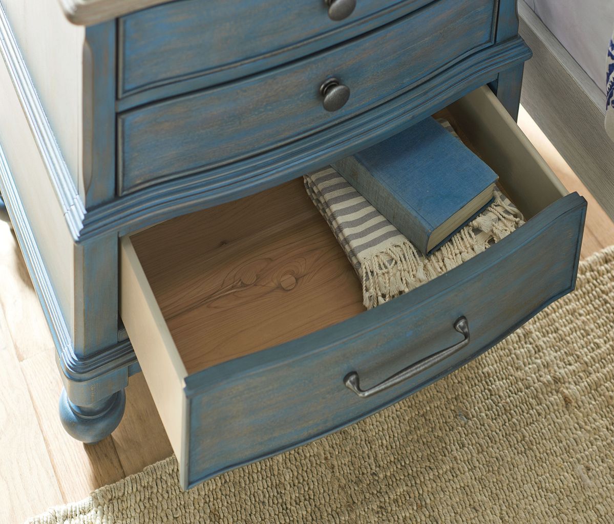 American Drew Litchfield Moray Nightstand in Driftwood/Denim