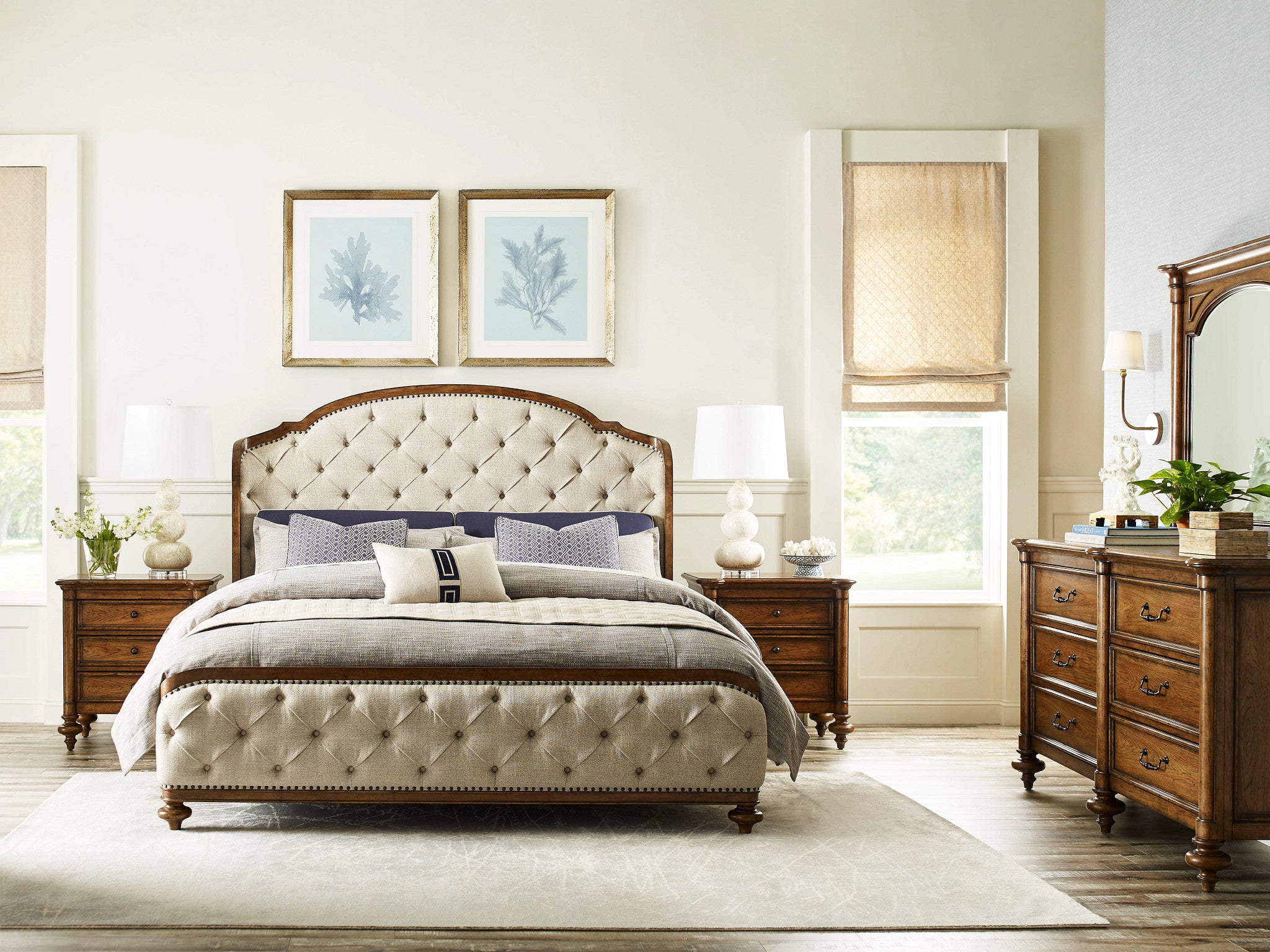 American Drew Berkshire Glendale Uph Shelter Bed in Cognac