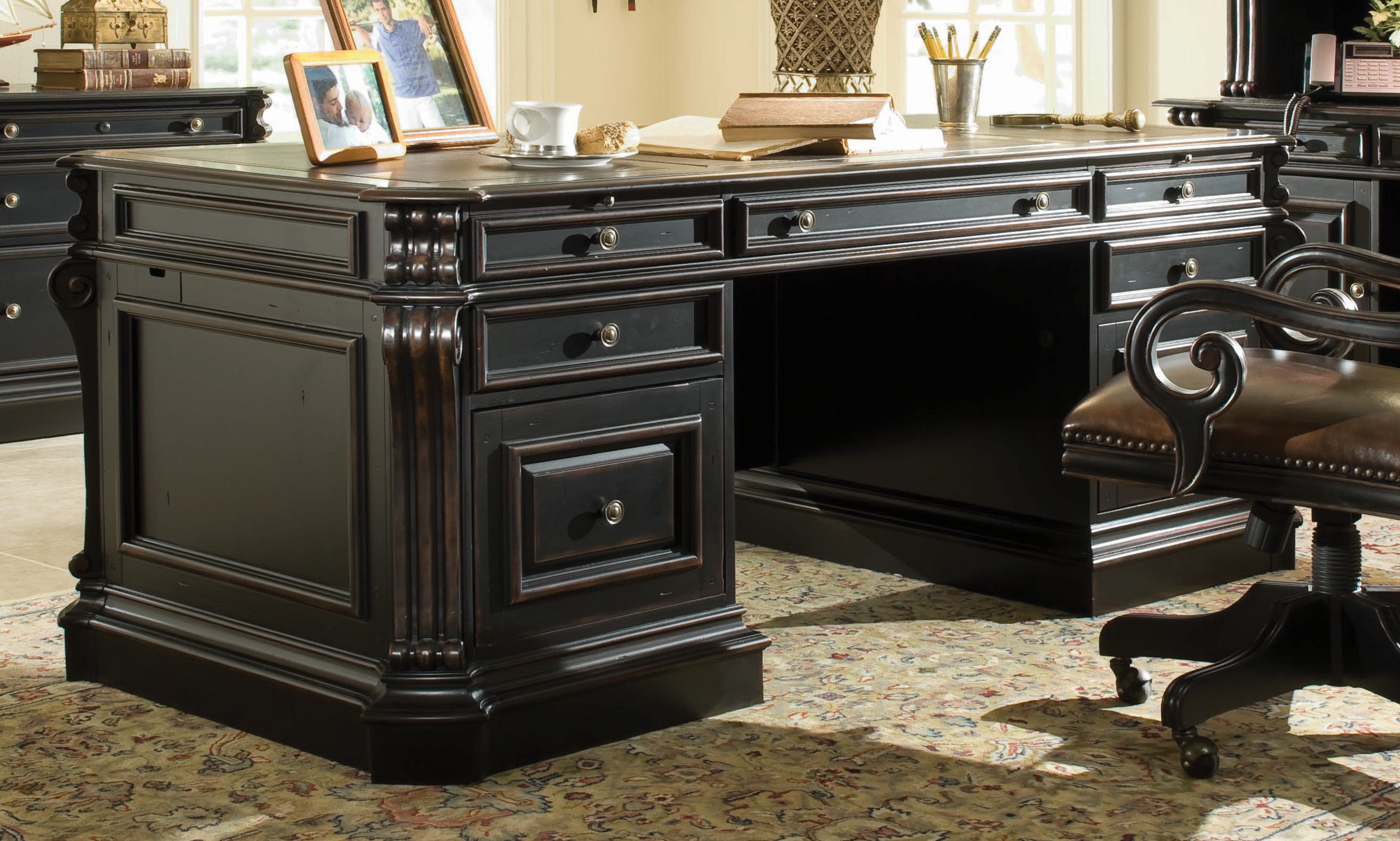 Hooker Furniture Telluride 76'' Executive Desk withWood Panels