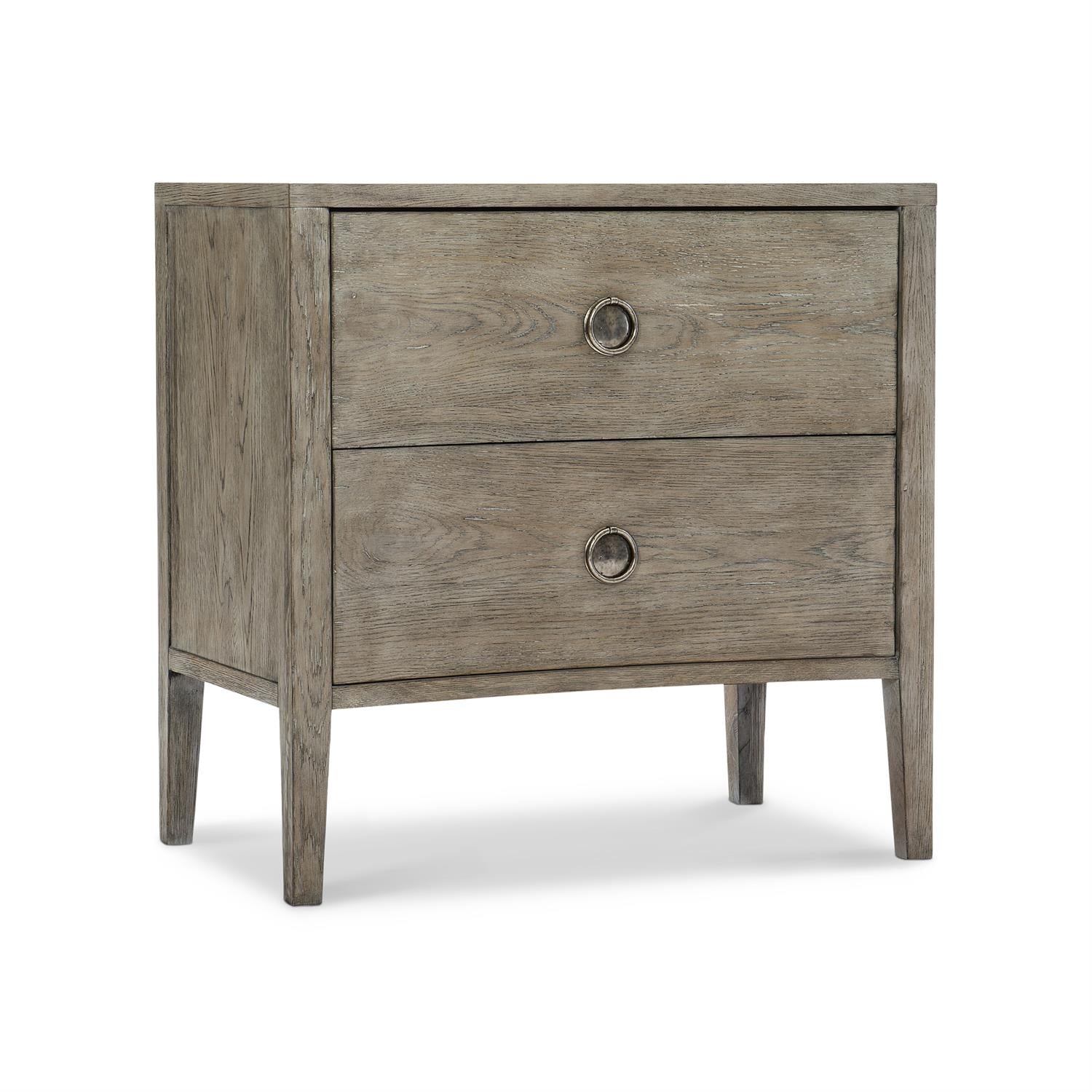 Bernhardt Furniture Albion Two Drawer Nightstand in Pewter