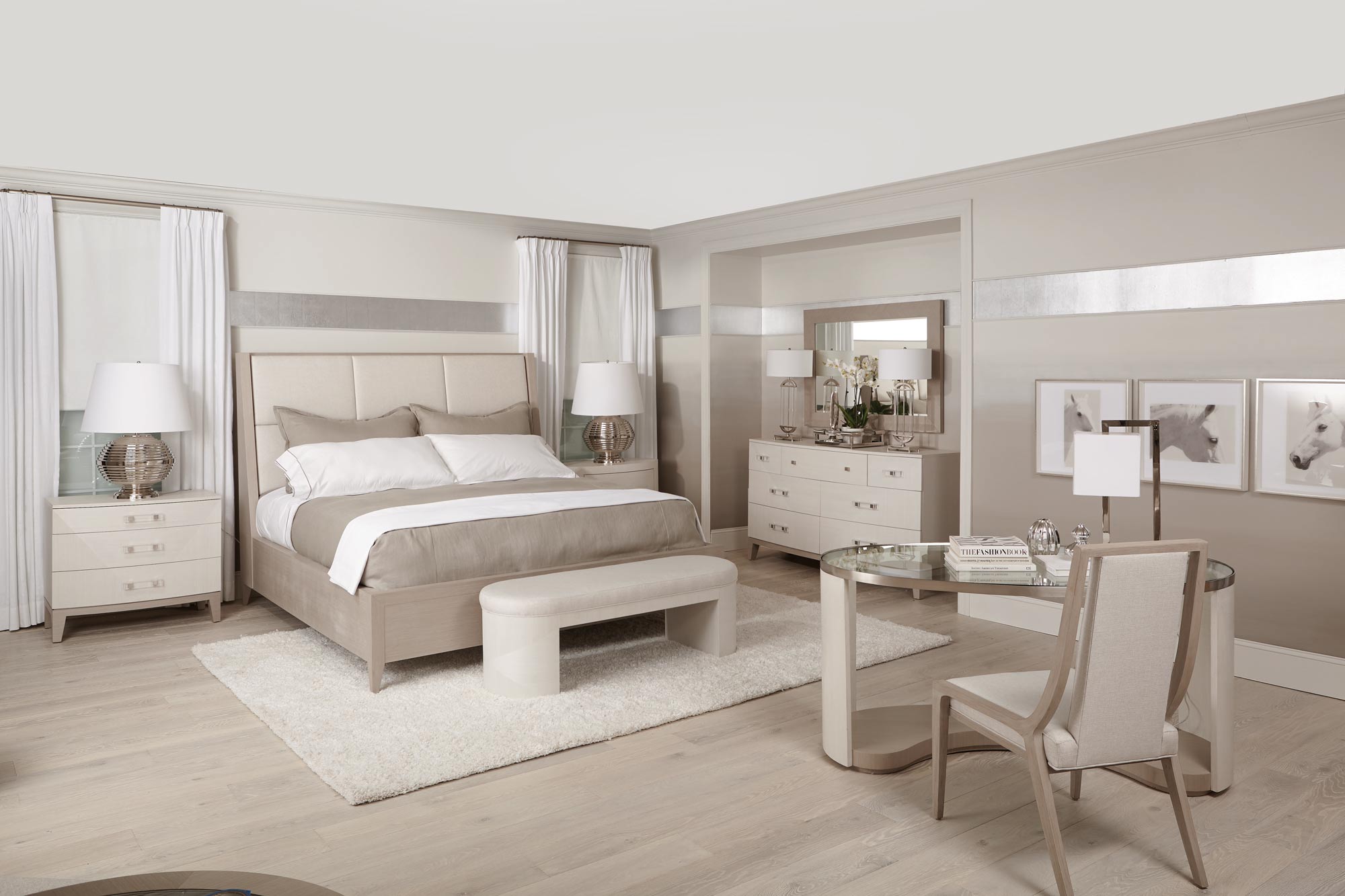 Bernhardt Furniture Axiom Platform Panel Bed in Linear Grey