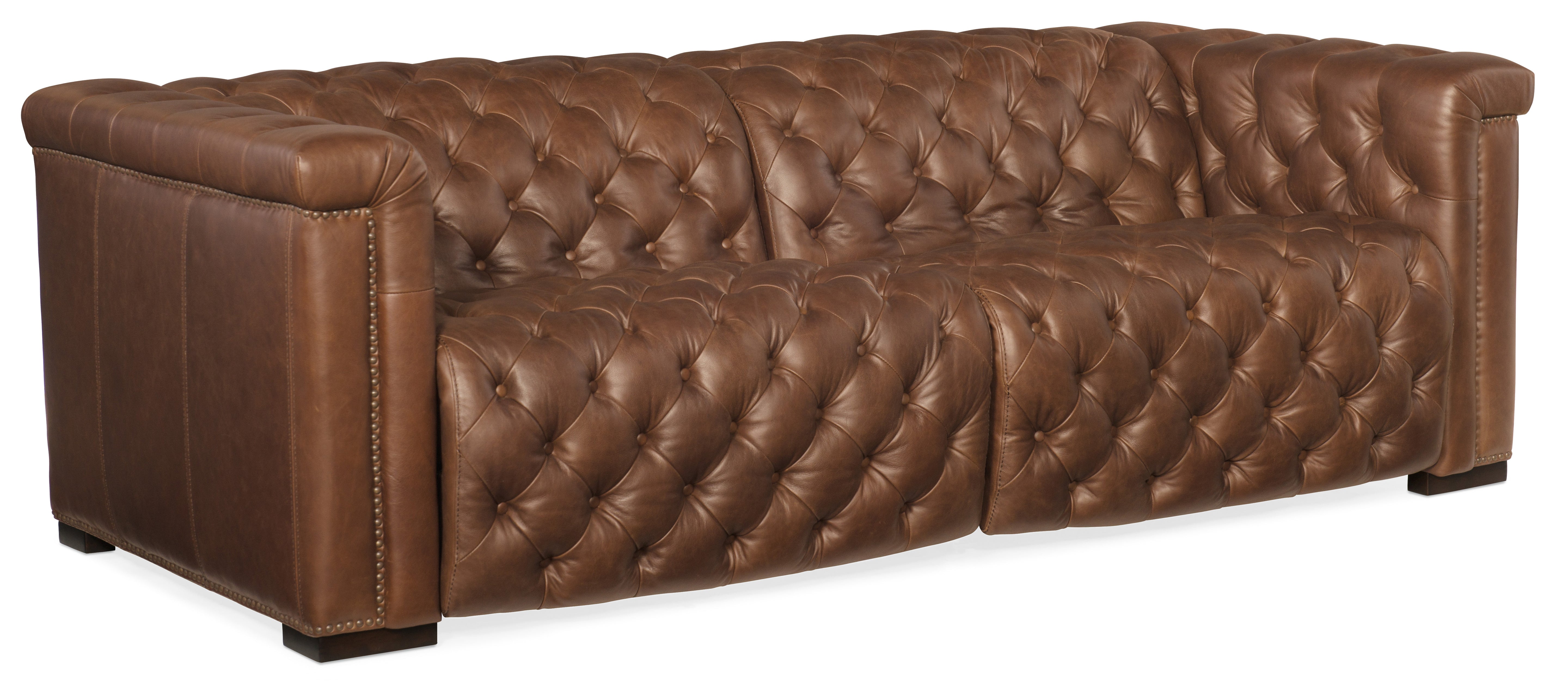 Hooker Furniture Savion 2 over 2 Sofa with Power Recline & Power Headrest in Medium Brown