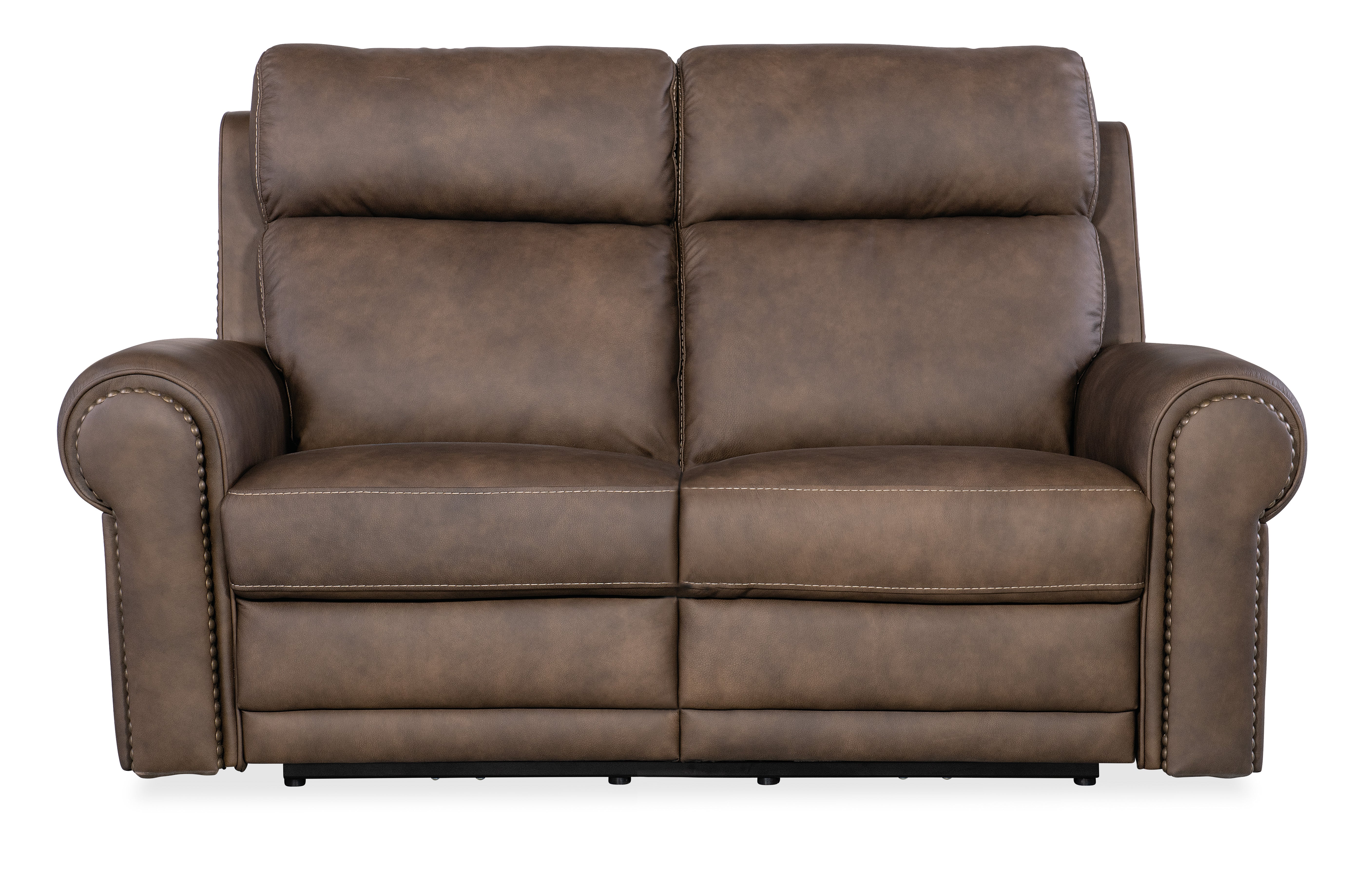 Hooker Furniture Duncan Power Loveseat with Power Headrest & Lumbar in Medium Brown