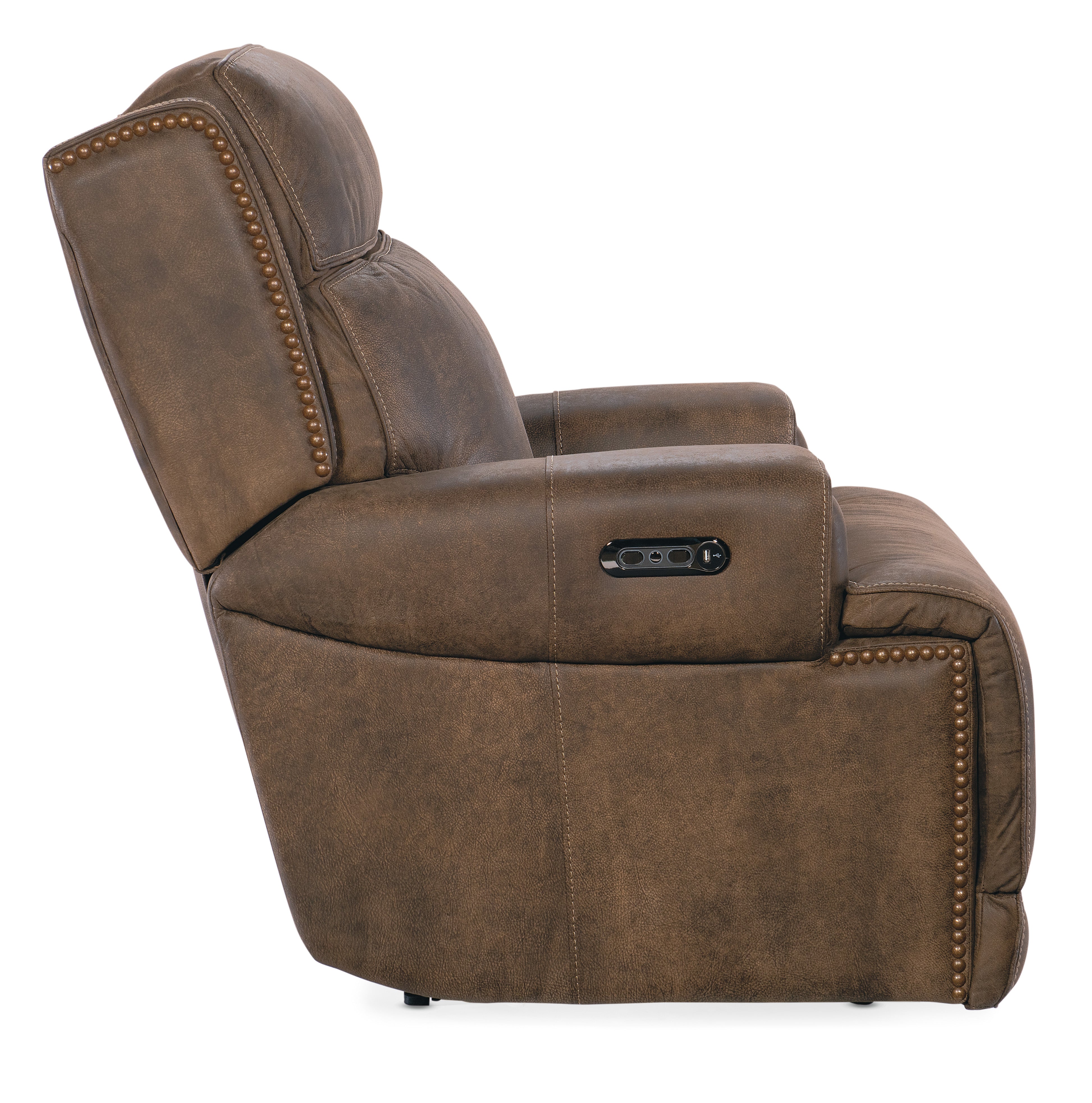 Hooker Furniture Wheeler Power Recliner with Power Headrest in Brown