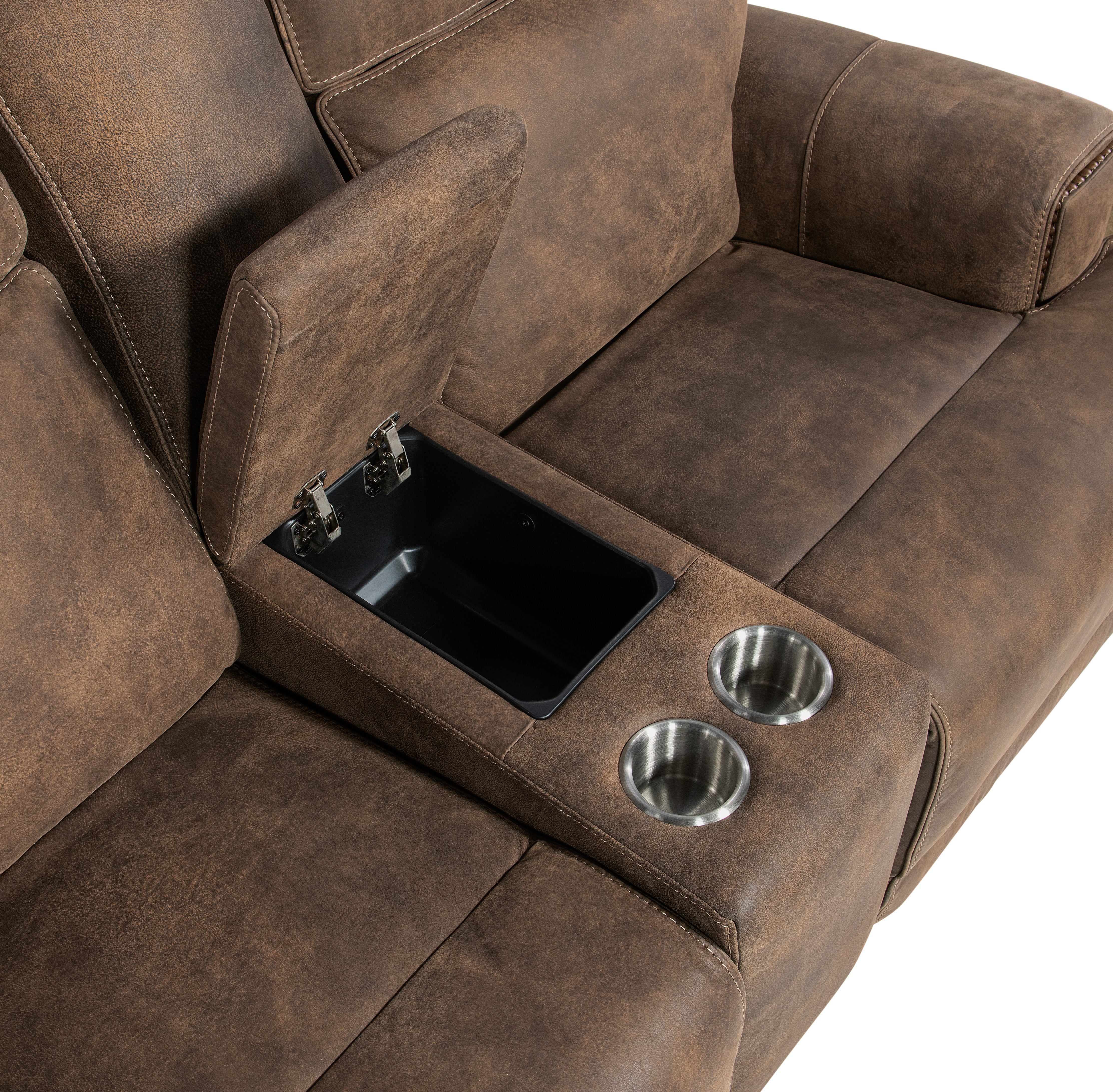 Hooker Furniture Wheeler Console Loveseat with Power Recline & Power Headrest in Brown