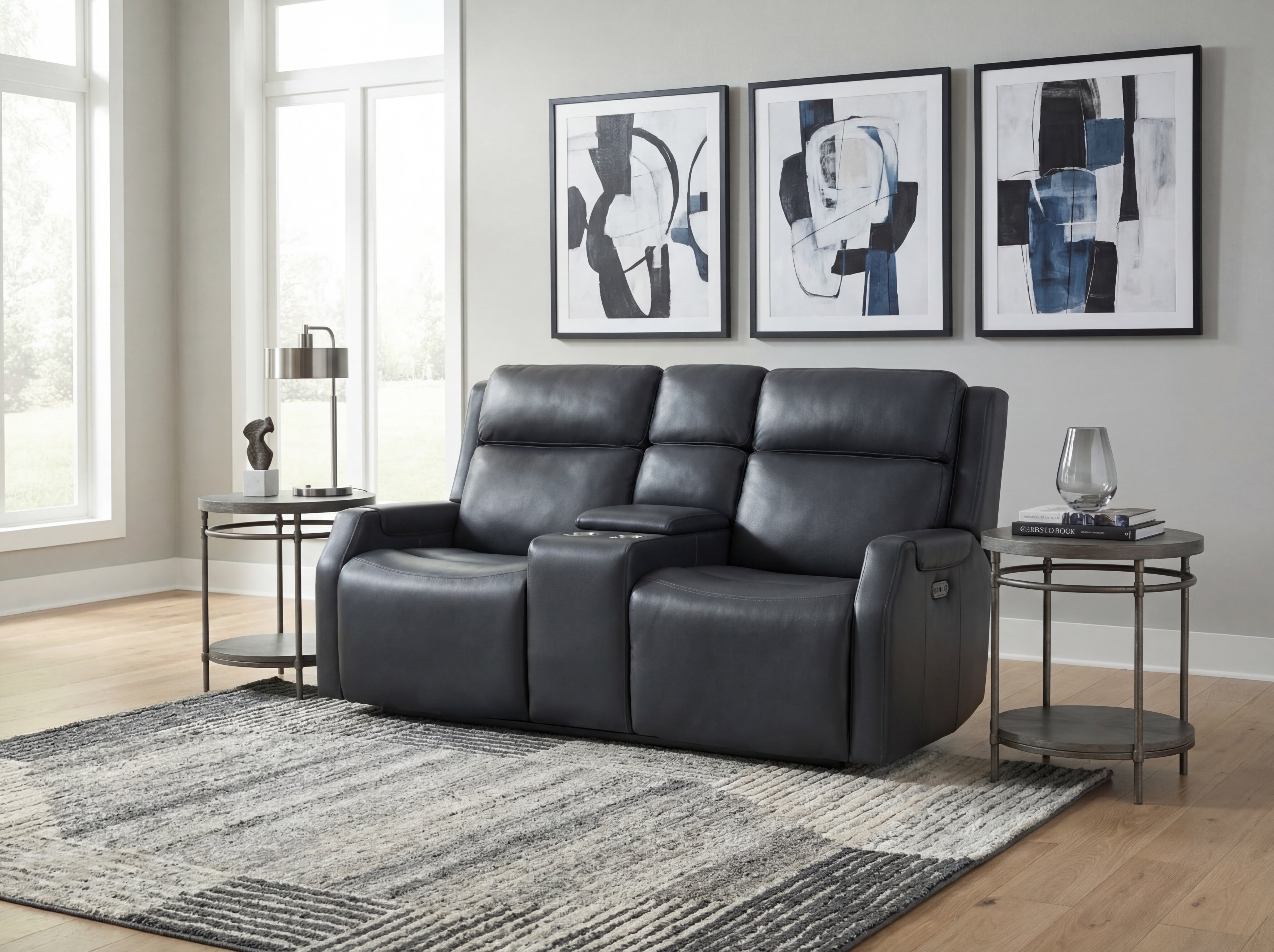 Hooker Furniture Nelson Zero Gravity Loveseat with Power Headrests and Lumbar in Blue
