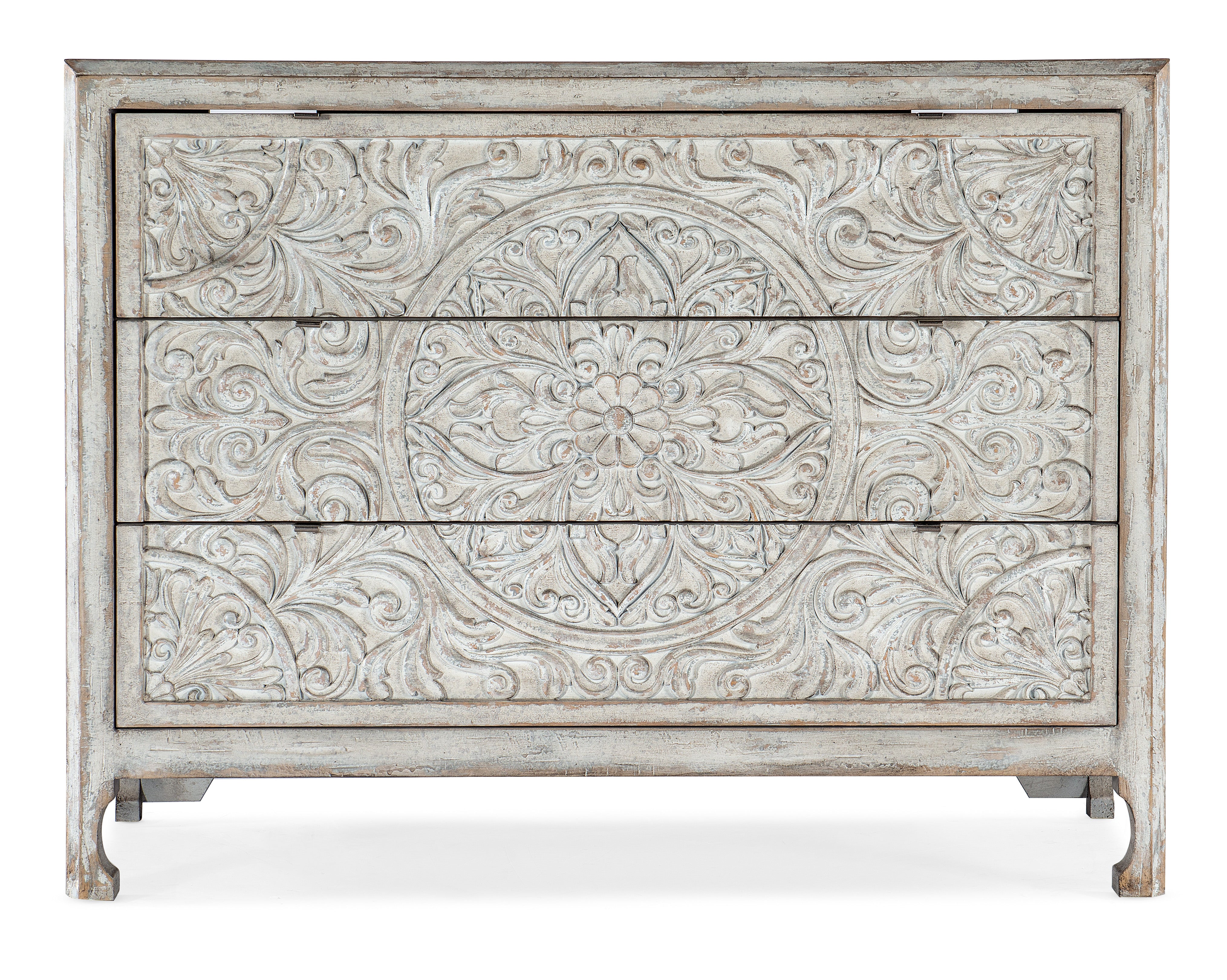 Hooker Furniture La Grange Lockhart Three-Drawer Accent Chest in Whites/Creams/Beiges