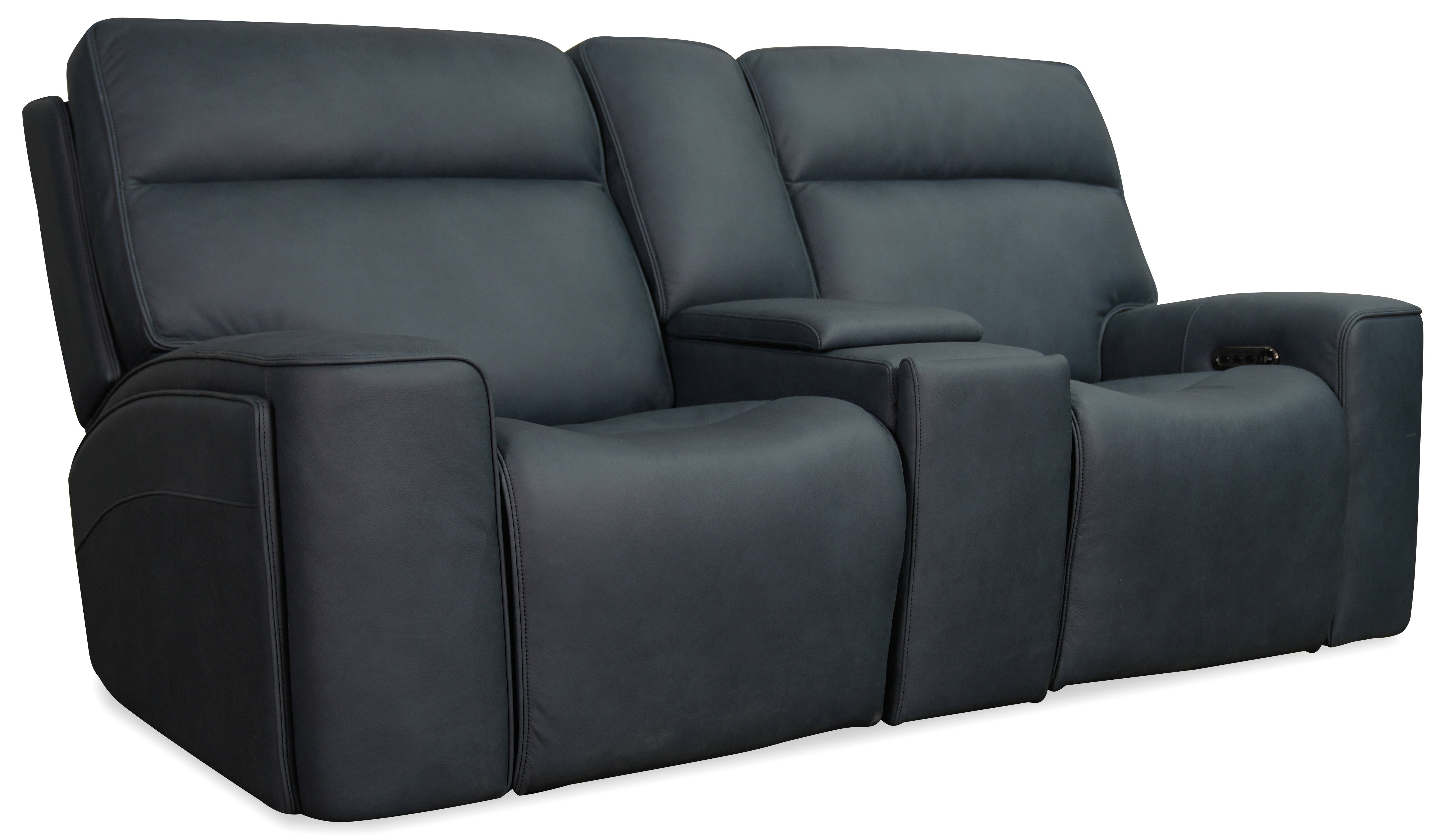Hooker Furniture Riverton Power Gliding Console Loveseat with Power Headrest and Lumbar in Blue