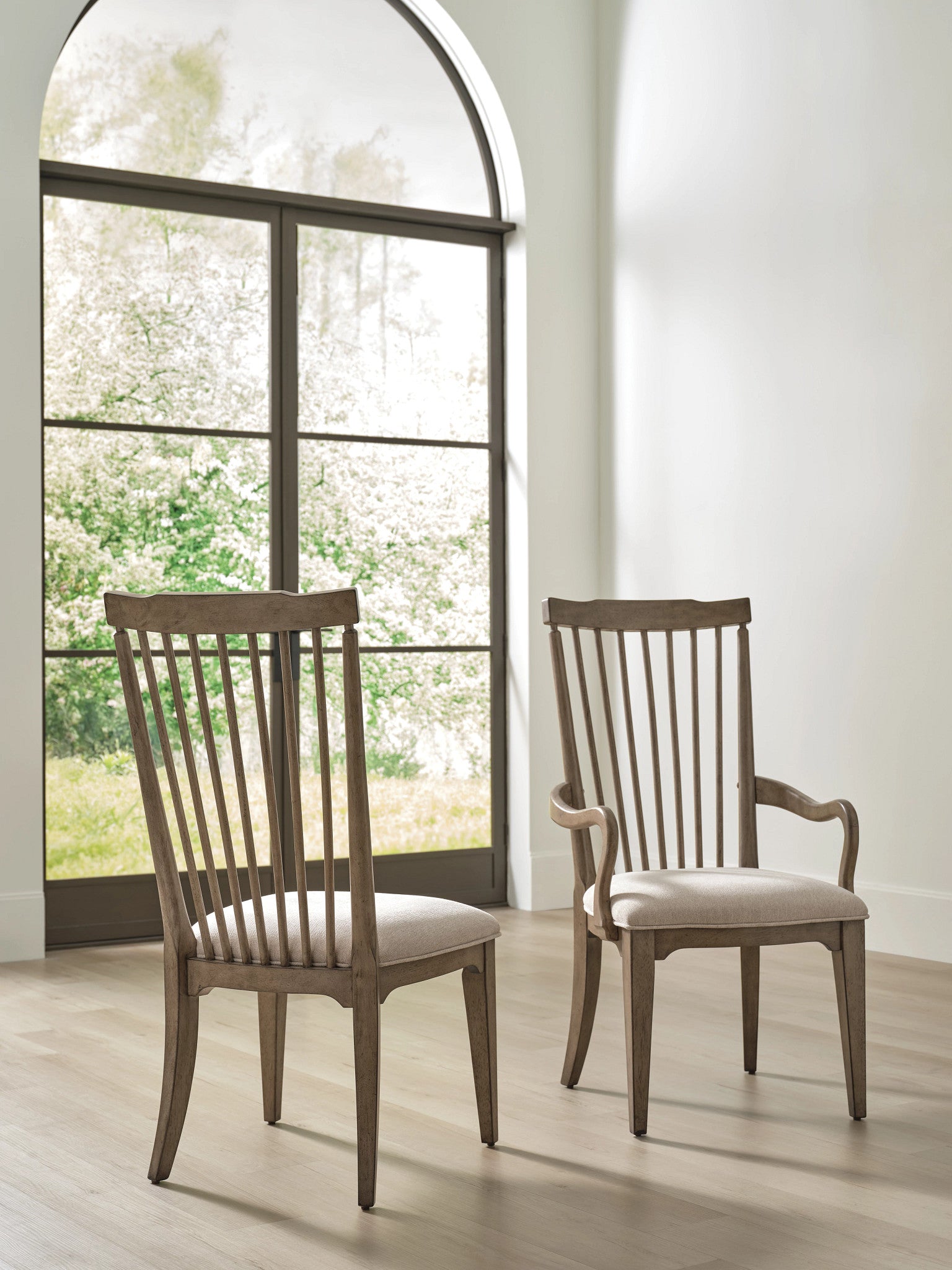 American Drew Carmine Vincent Spindle Back Arm Chair in Latte