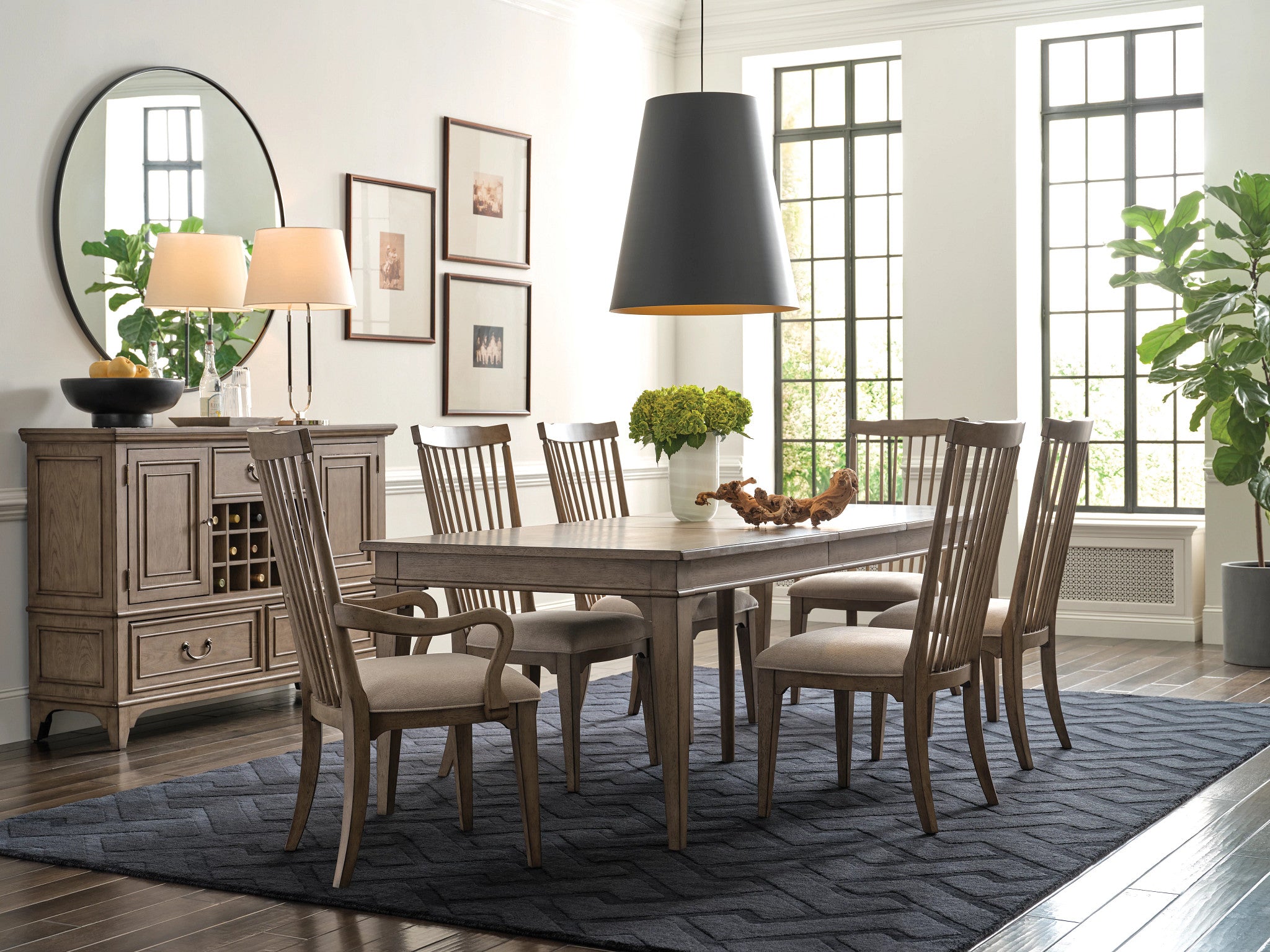 American Drew Carmine Vincent Spindle Back Arm Chair in Latte