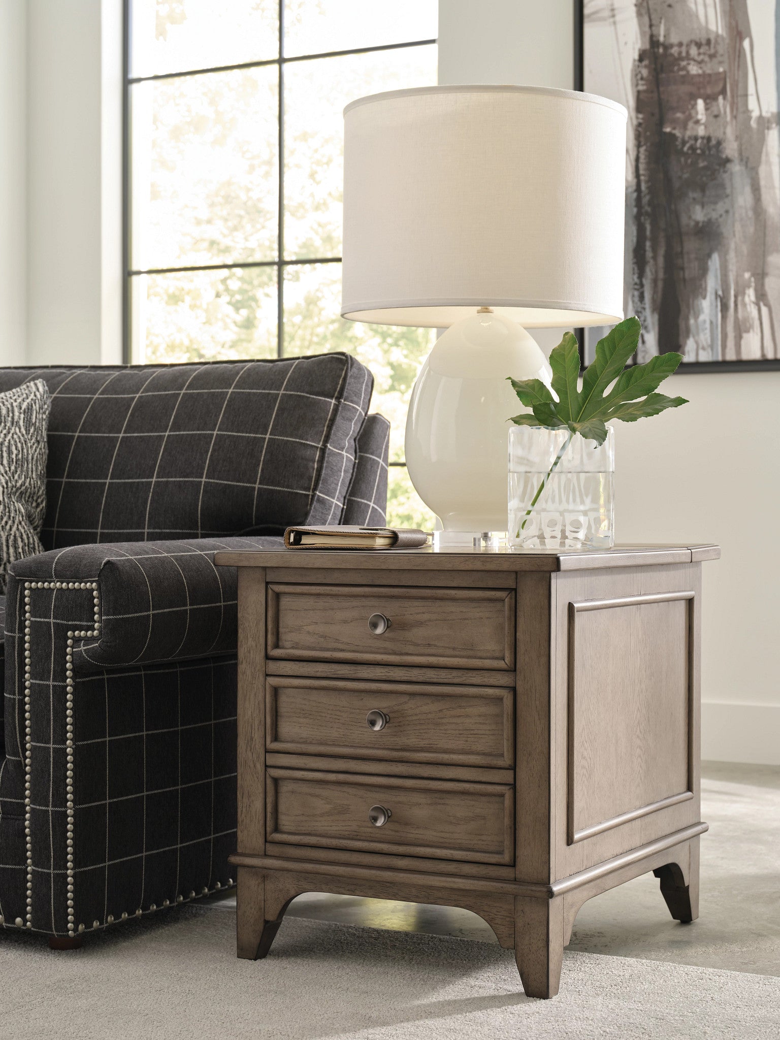 American Drew Carmine Beatrix Chairside Chest in Latte