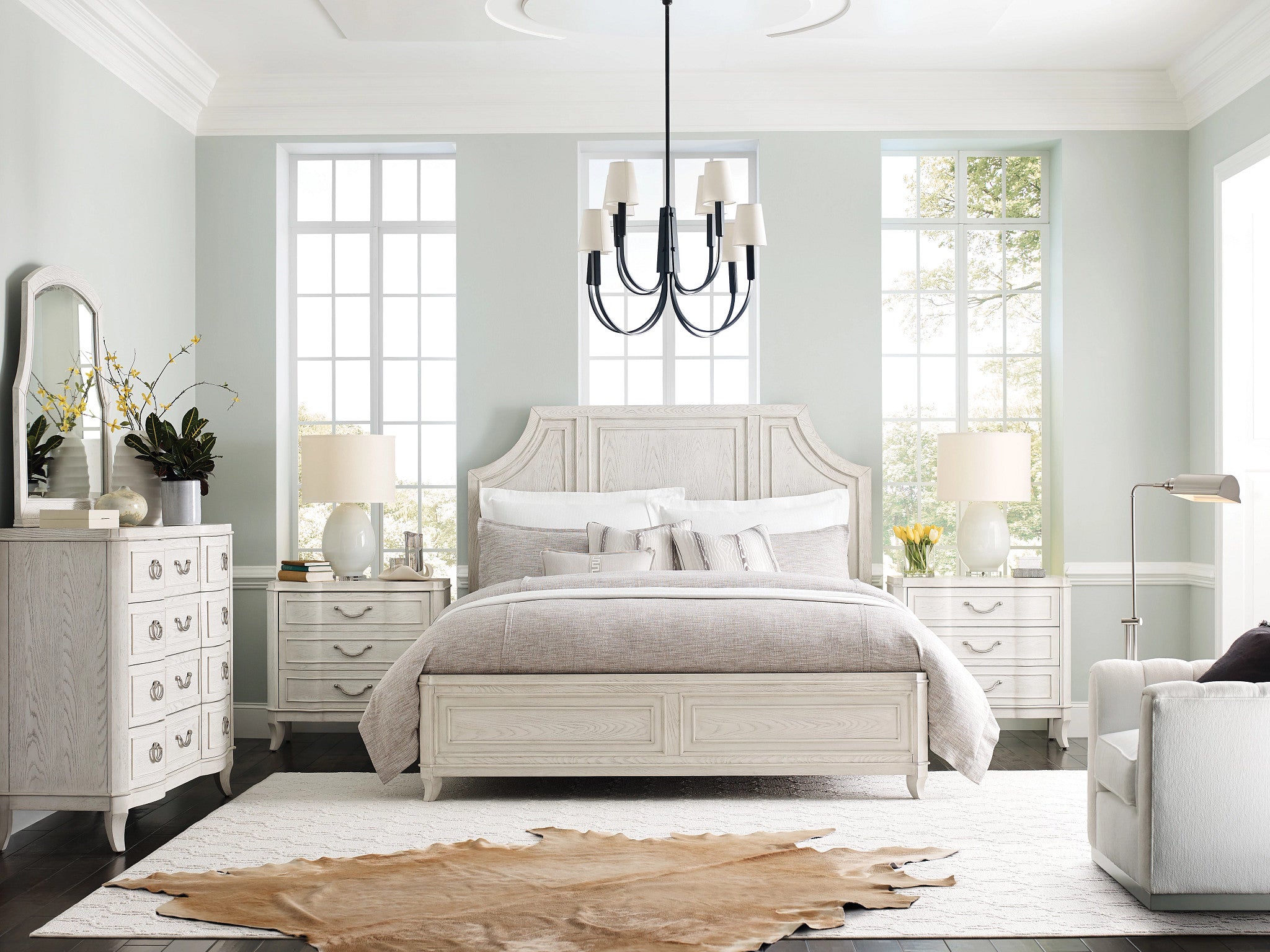 American Drew Harmony Angeline Panel Bed in Eggshell