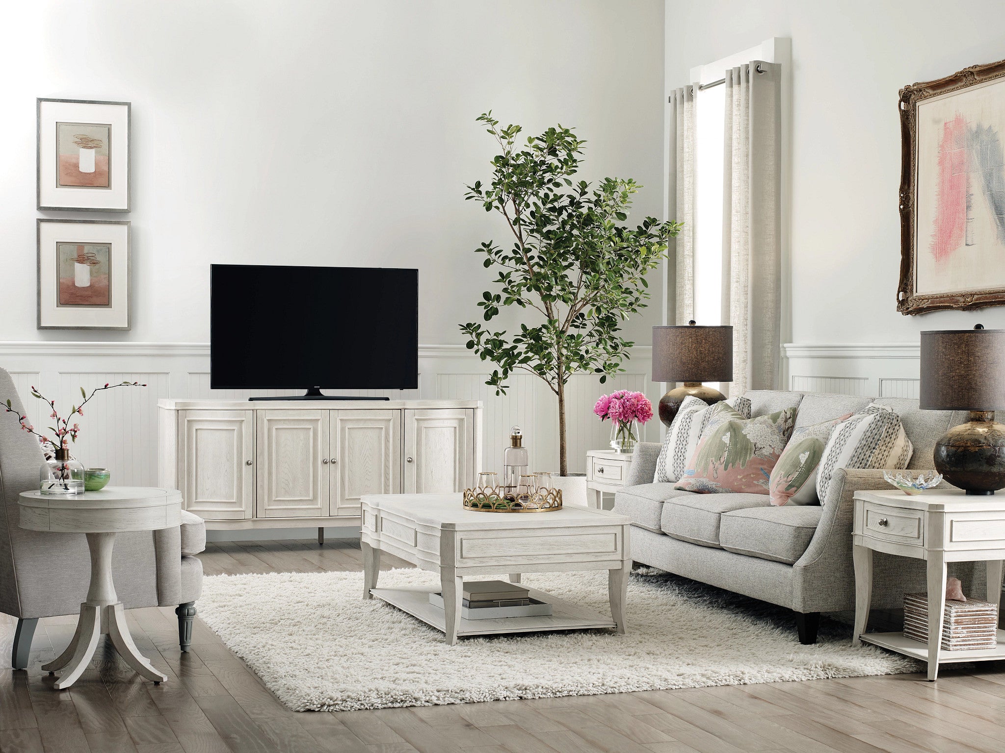 American Drew Harmony Angeline Entertainment Console in Eggshell