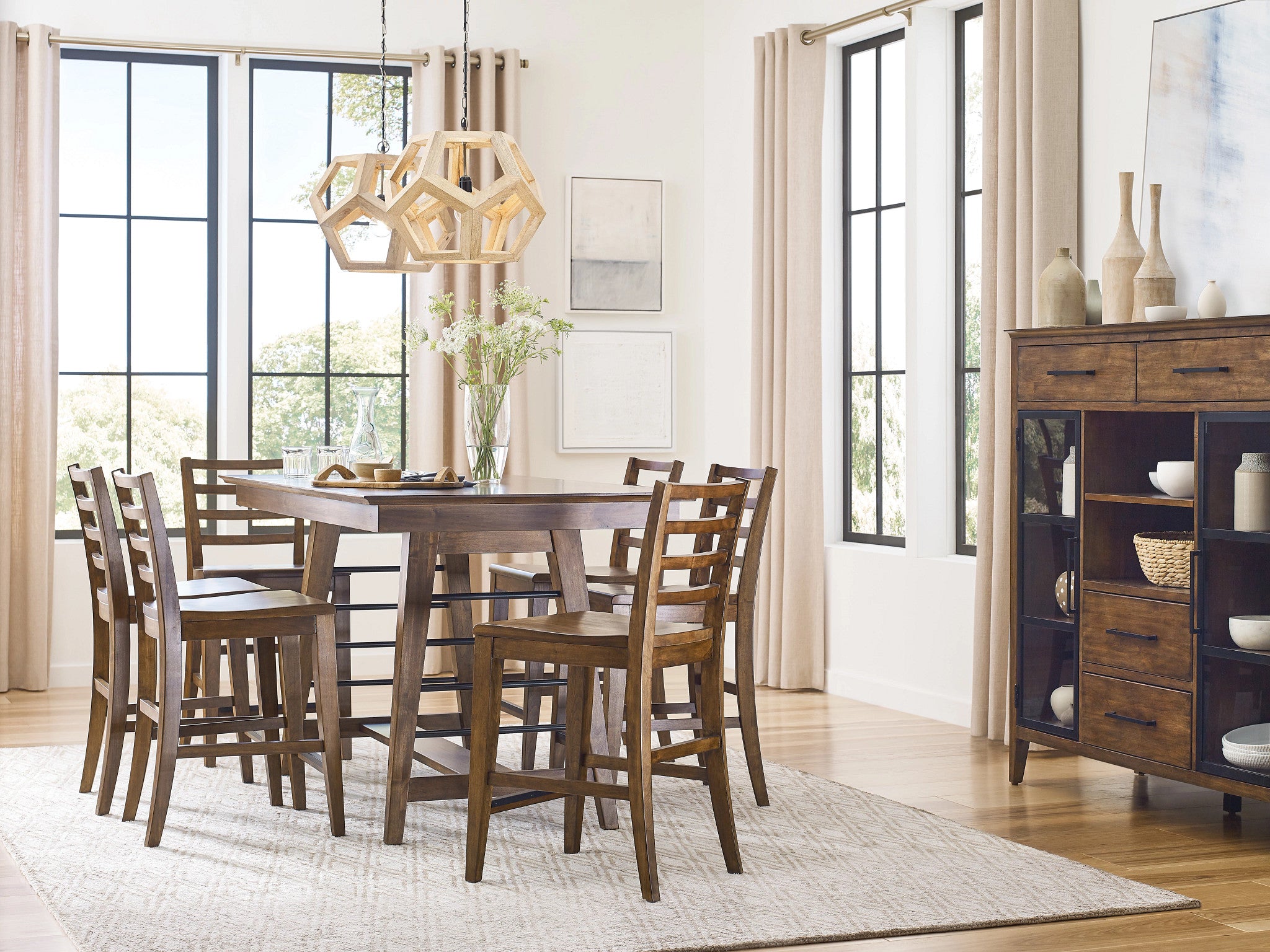 Kincaid Furniture Abode Zane Counter Height Trestle Table in Warm Brunette