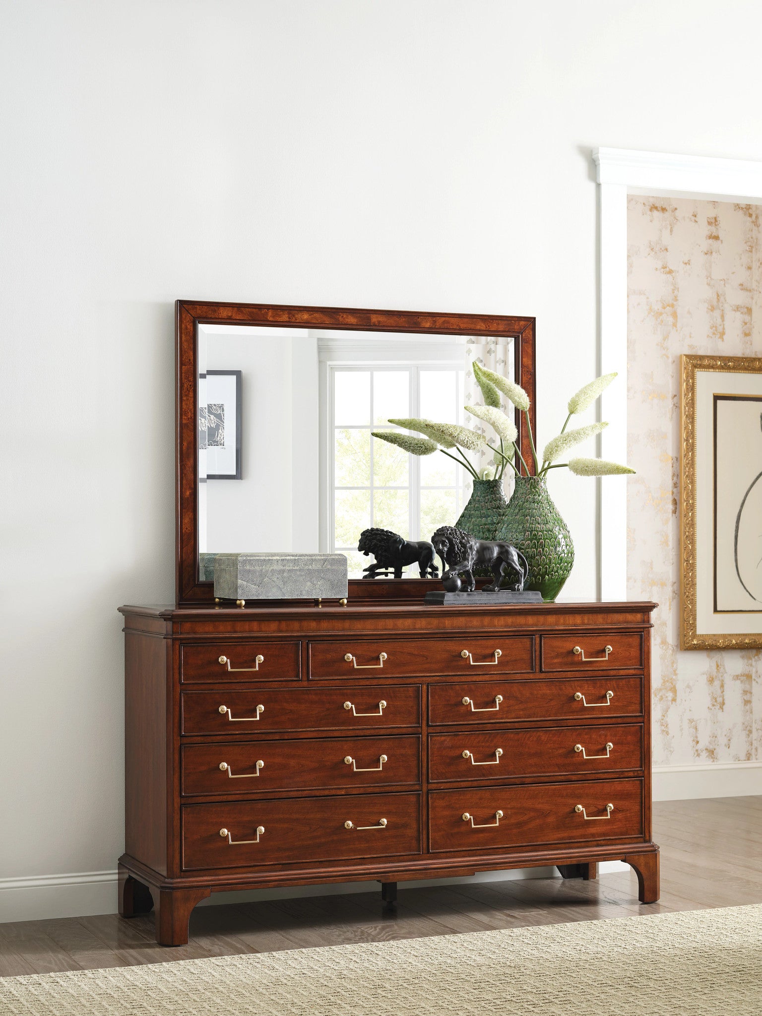 American Drew Addison Andover Landscape Mirror in Walnut