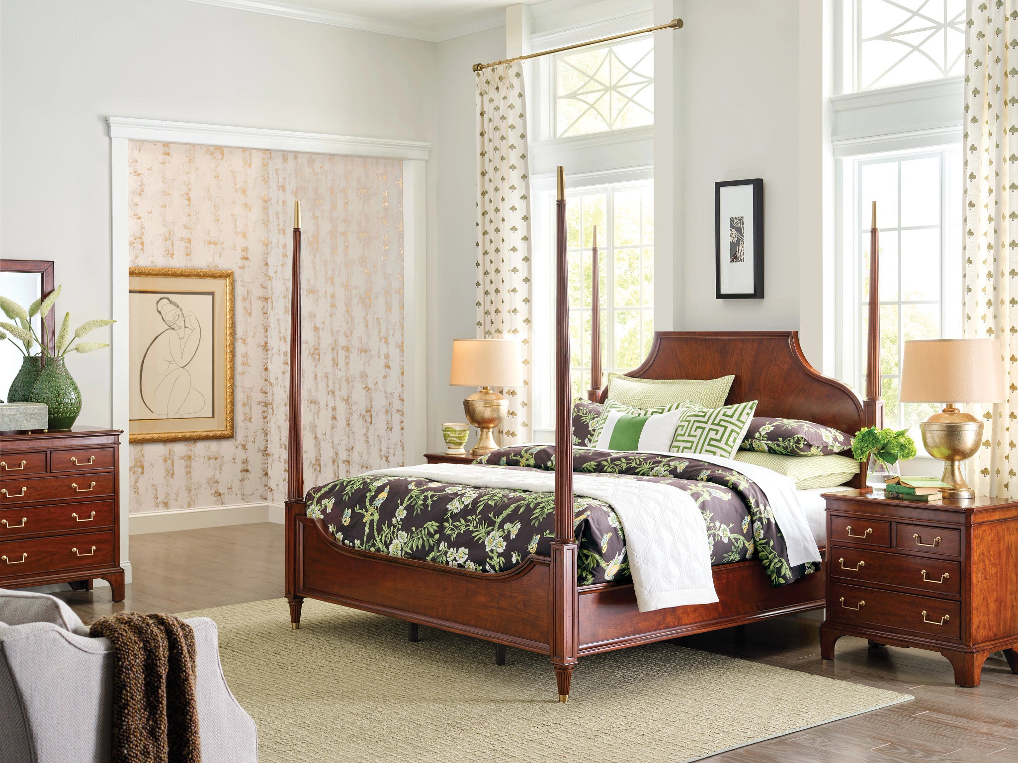 American Drew Addison Duncan Poster Bed in Walnut
